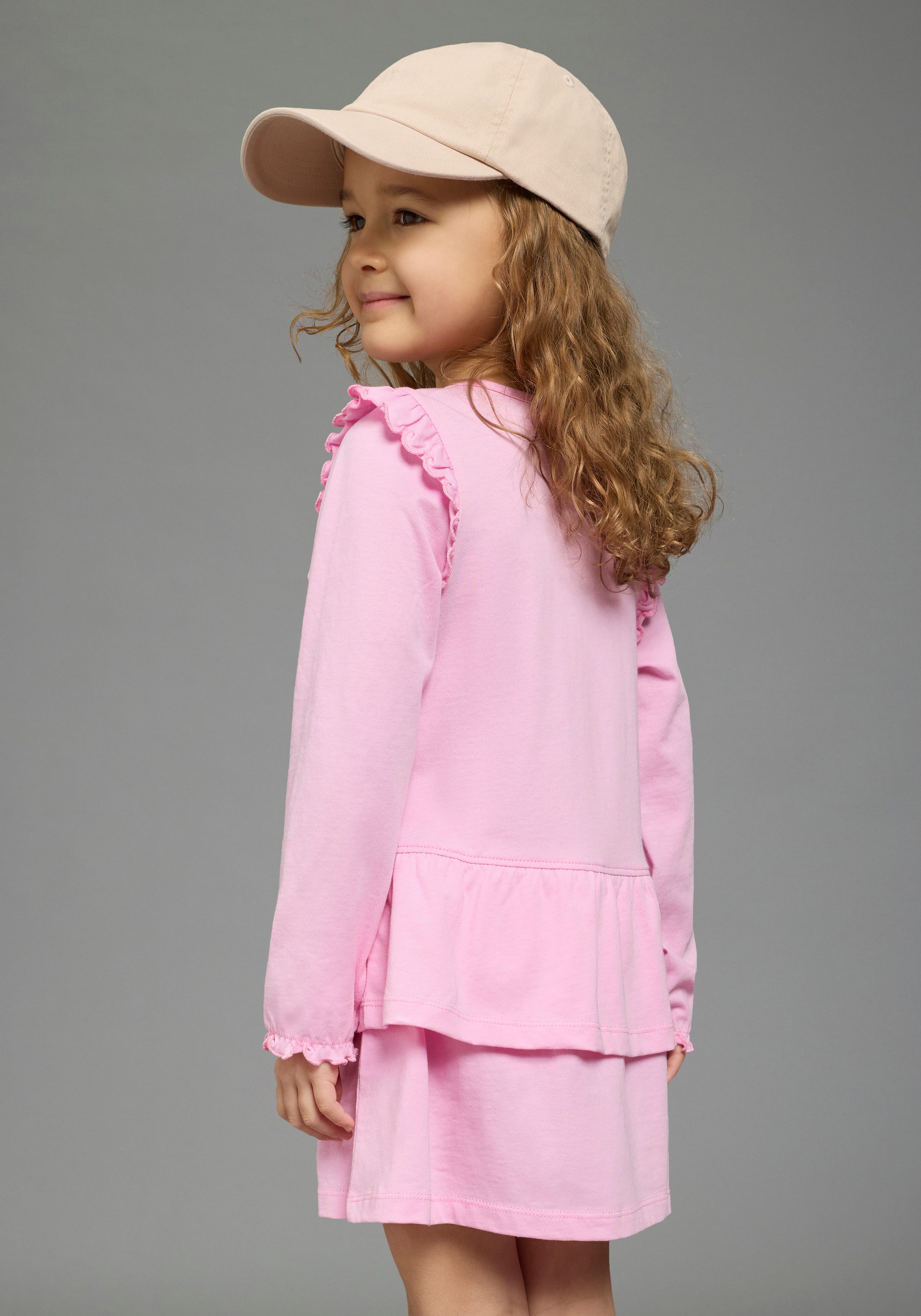 KIDSWORLD Jerseykleid Süßes Shirtkleide mit Einhorn-Druck für Mädchen, aus Single Jersey aus Baumwolle