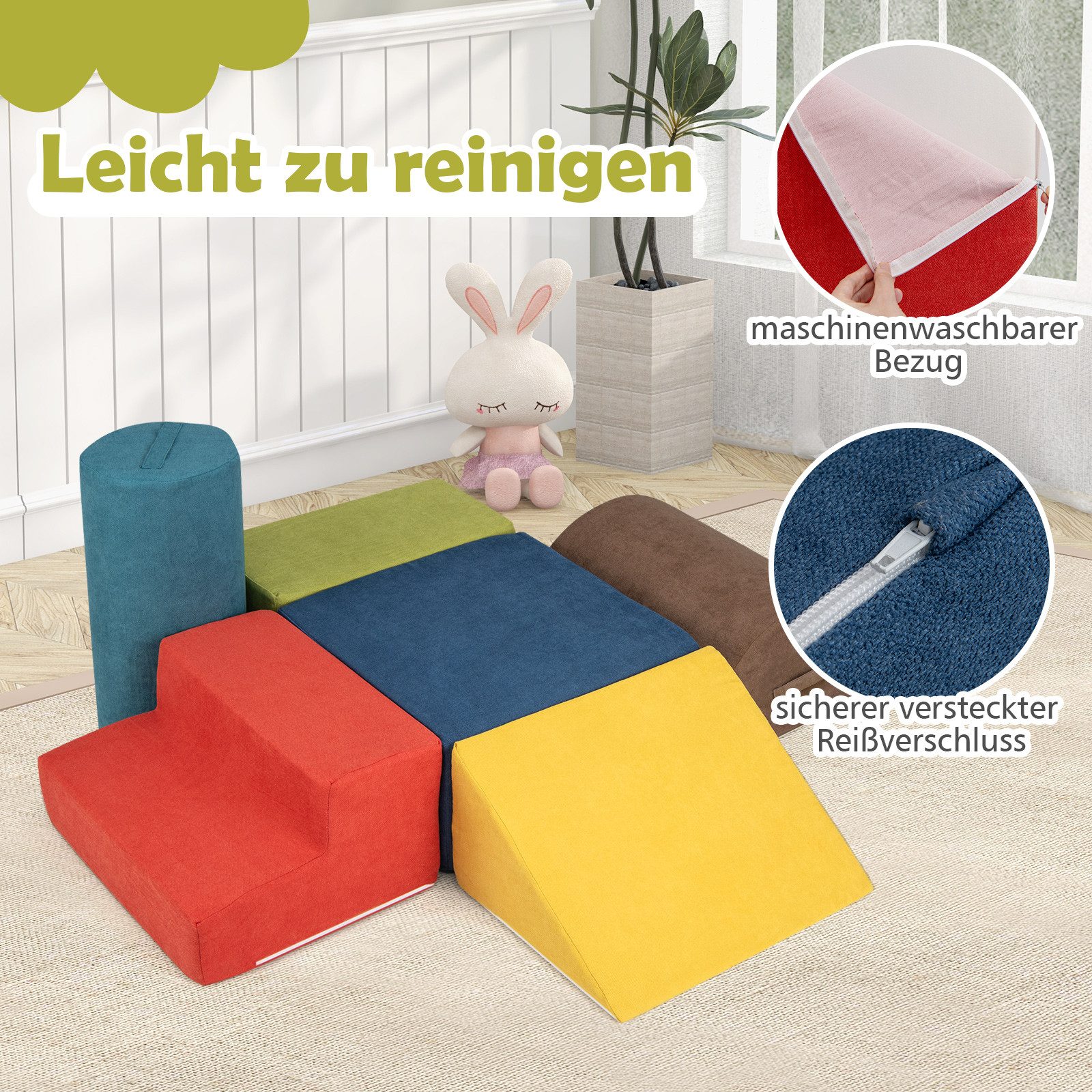 COSTWAY Schaumstoff Kletterblöcke Spielbausteine, (6 St), für Kinder zum Klettern