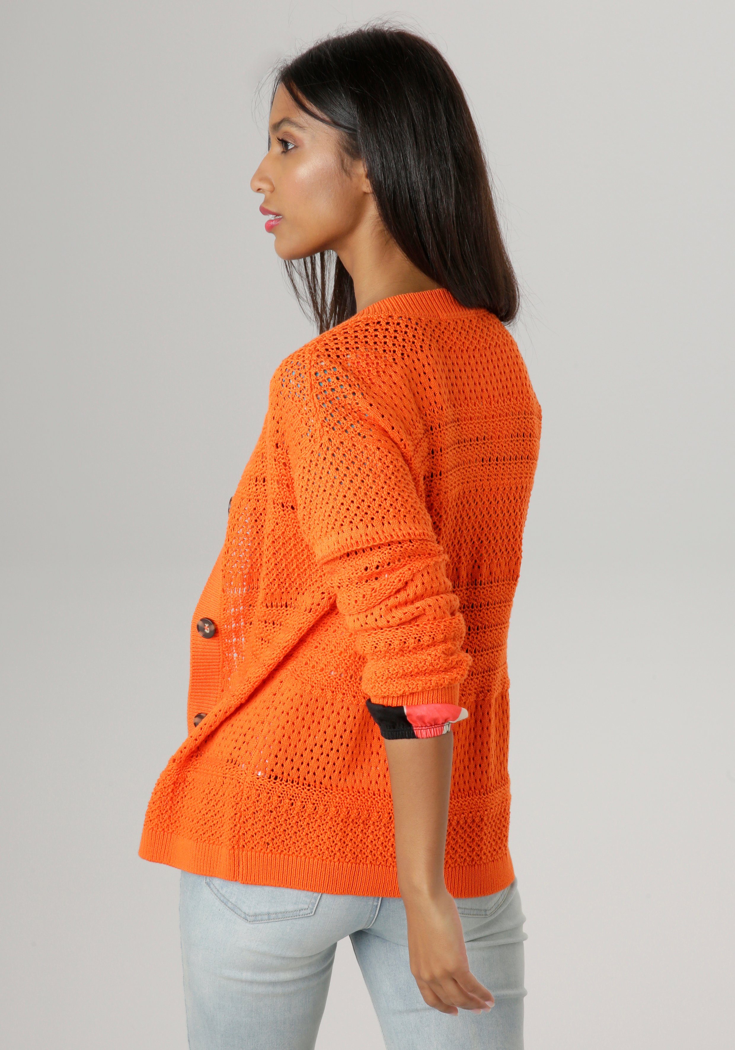 Aniston SELECTED Strickjacke im Strickmuster-Mix - orange KOLLEKTION NEUE