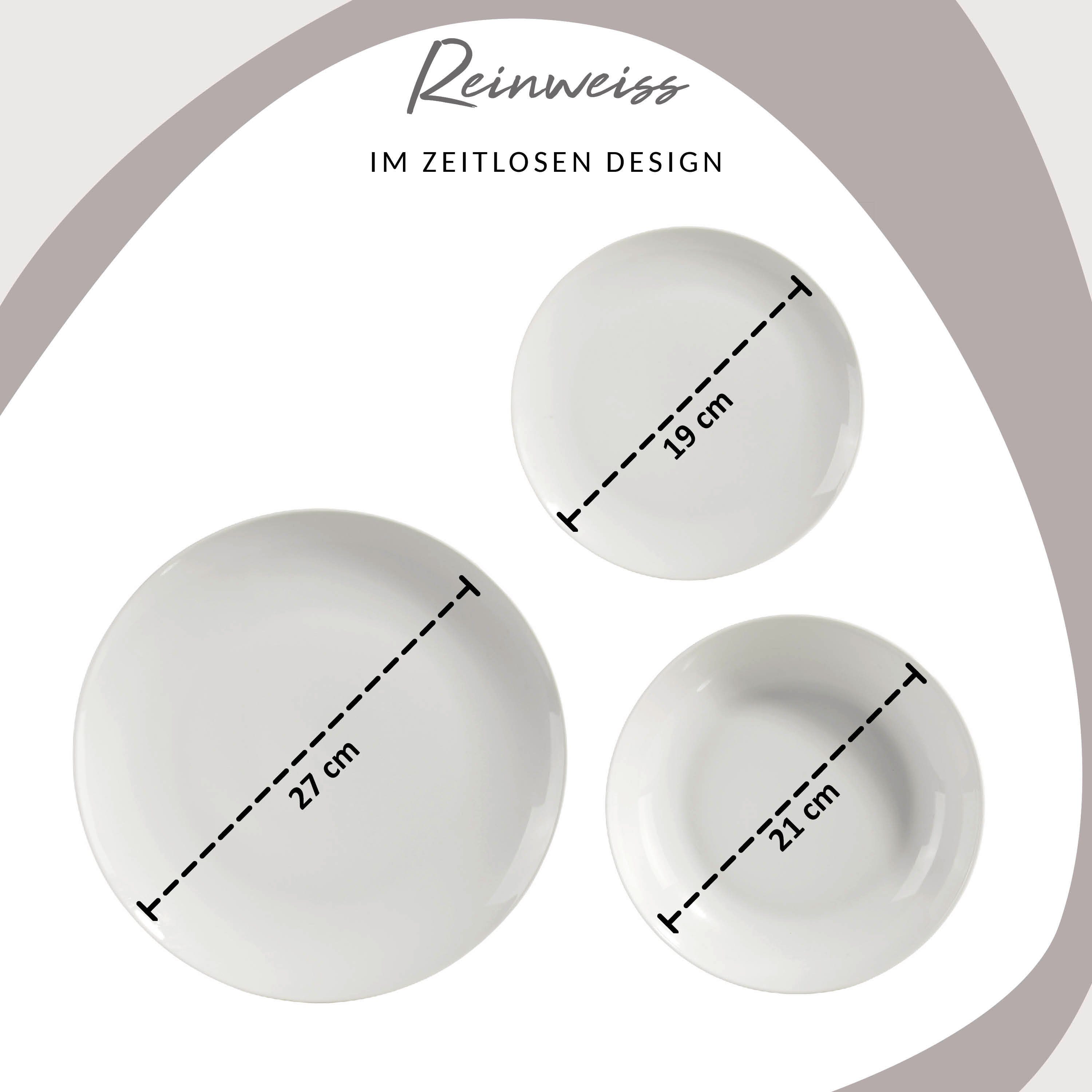 SÄNGER Kombiservice New Port Geschirrset, Weiß (86-tlg), 12 Personen, Porzellan, spülmaschinengeeignet, Premium Collection