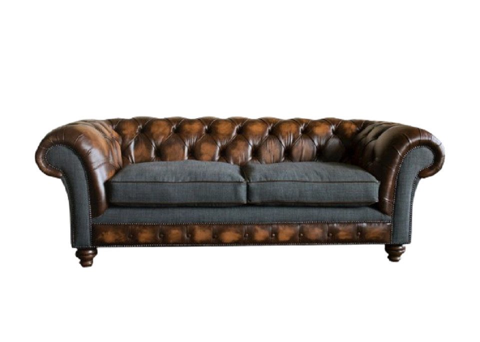 Sofa Chesterfield 3-Sitzer Sofagarnitur in Braun mit Polsterdesign