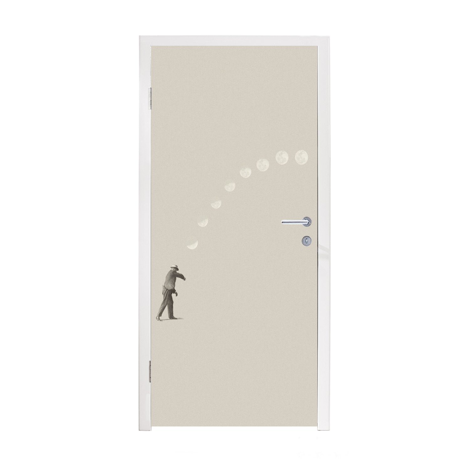 MuchoWow Türtapete Jahrgang - Mond - Mensch, Matt, bedruckt, (1 St), Fototapete für Tür, Türaufkleber, 75x205 cm