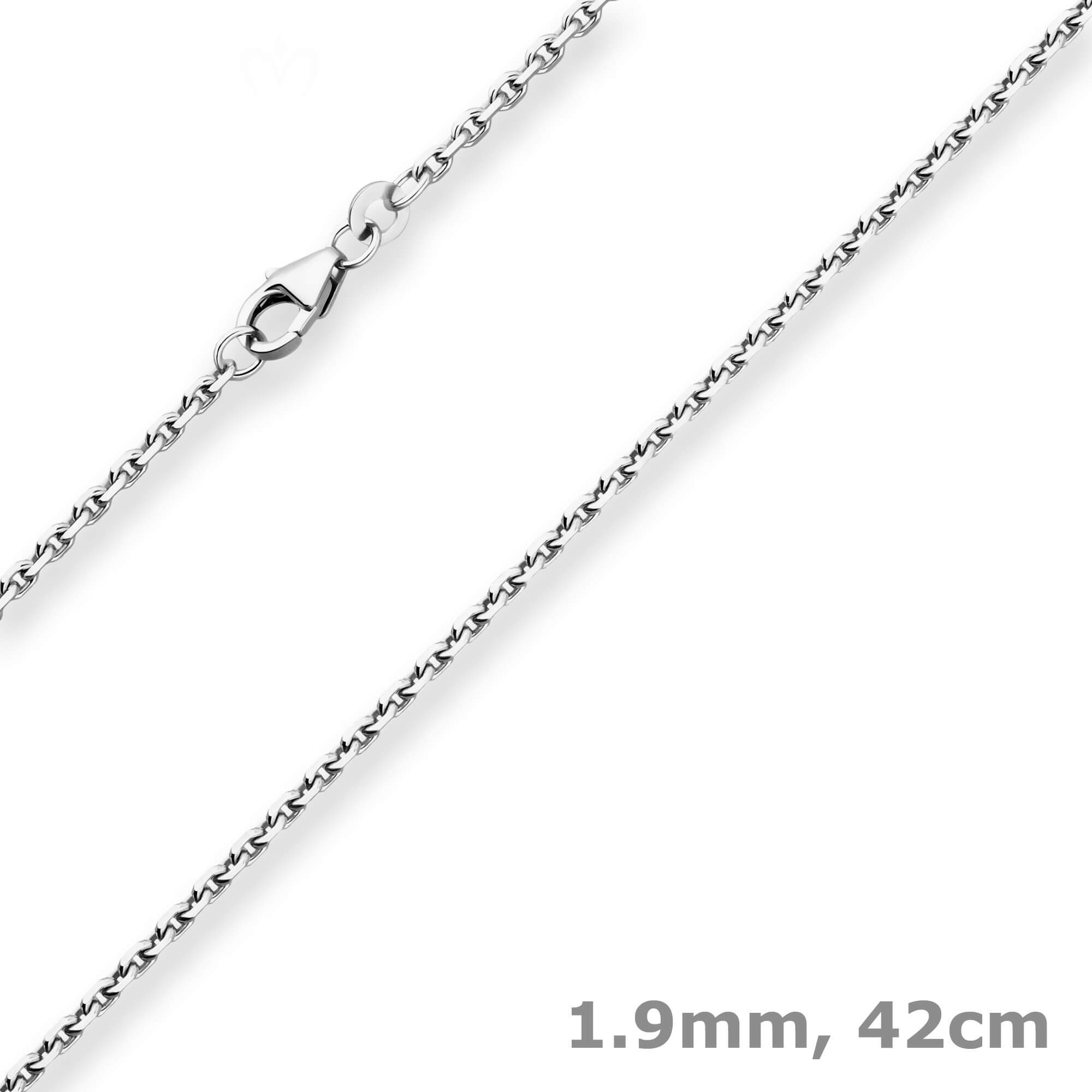 Silberkette 1,9mm Ankerkette diamantiert aus 925 Silber rhodiniert 42cm