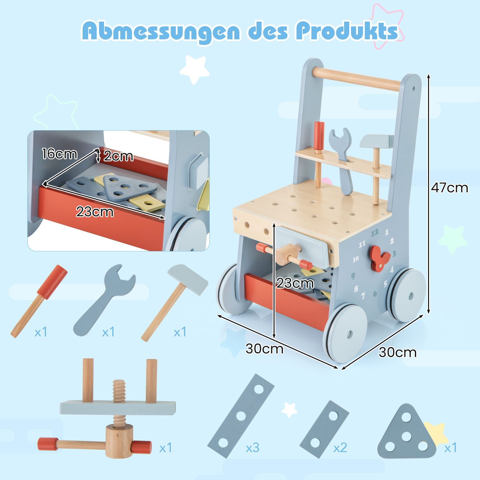 COSTWAY Lauflernwagen, 2 in 1 Lauflernhilfe, Montessori Holzspielzeug günstig online kaufen