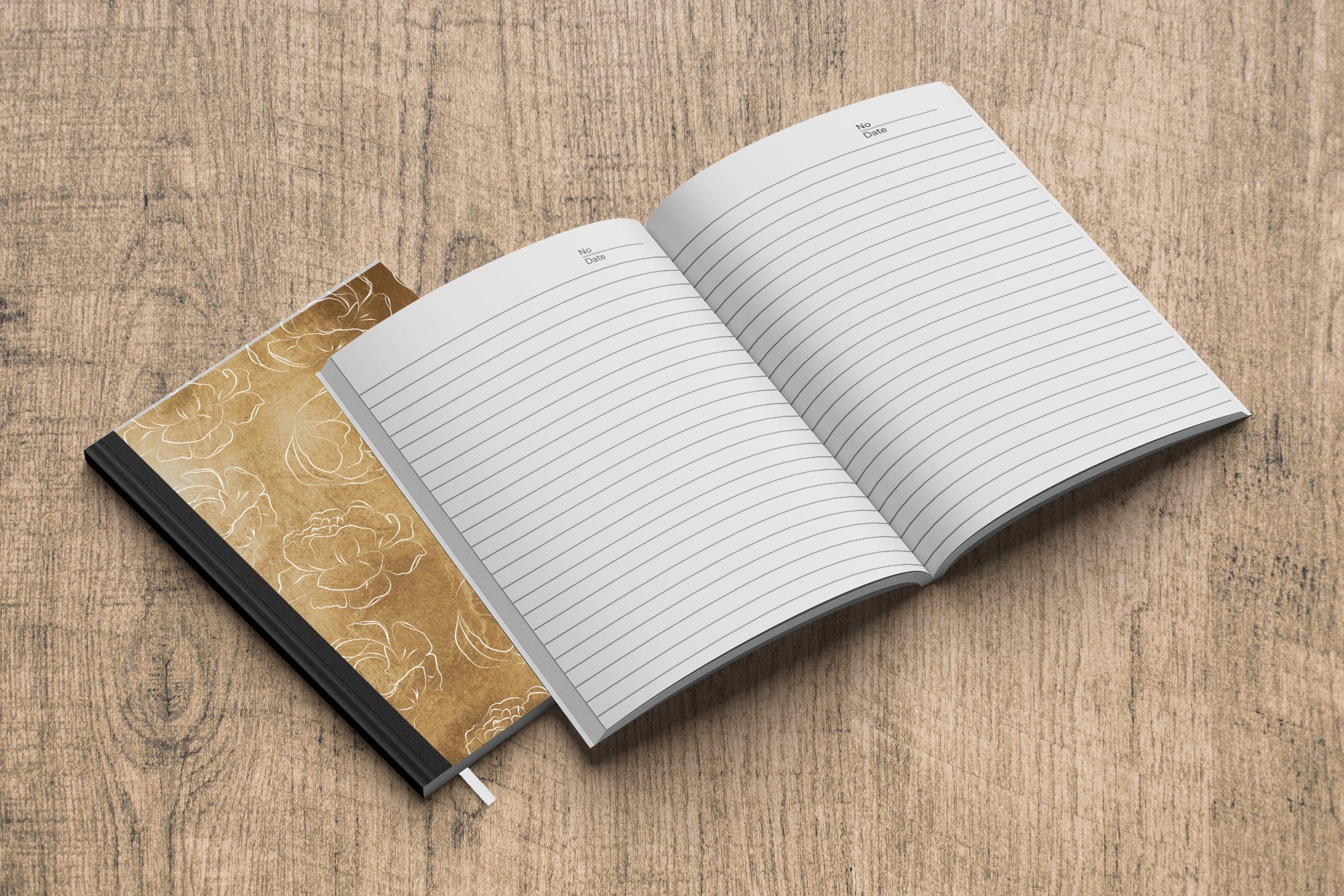 Gold Journal, Notizheft, Seiten, Linienkunst, Tagebuch, - Blumen Merkzettel, Haushaltsbuch MuchoWow Notizbuch 98 Muster - A5, -