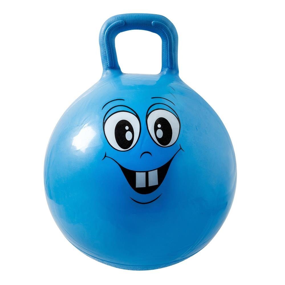 Idena Hüpfball Happy Face, Blau, 40-50 cm Durchmesser, belastbar bis 50 kg