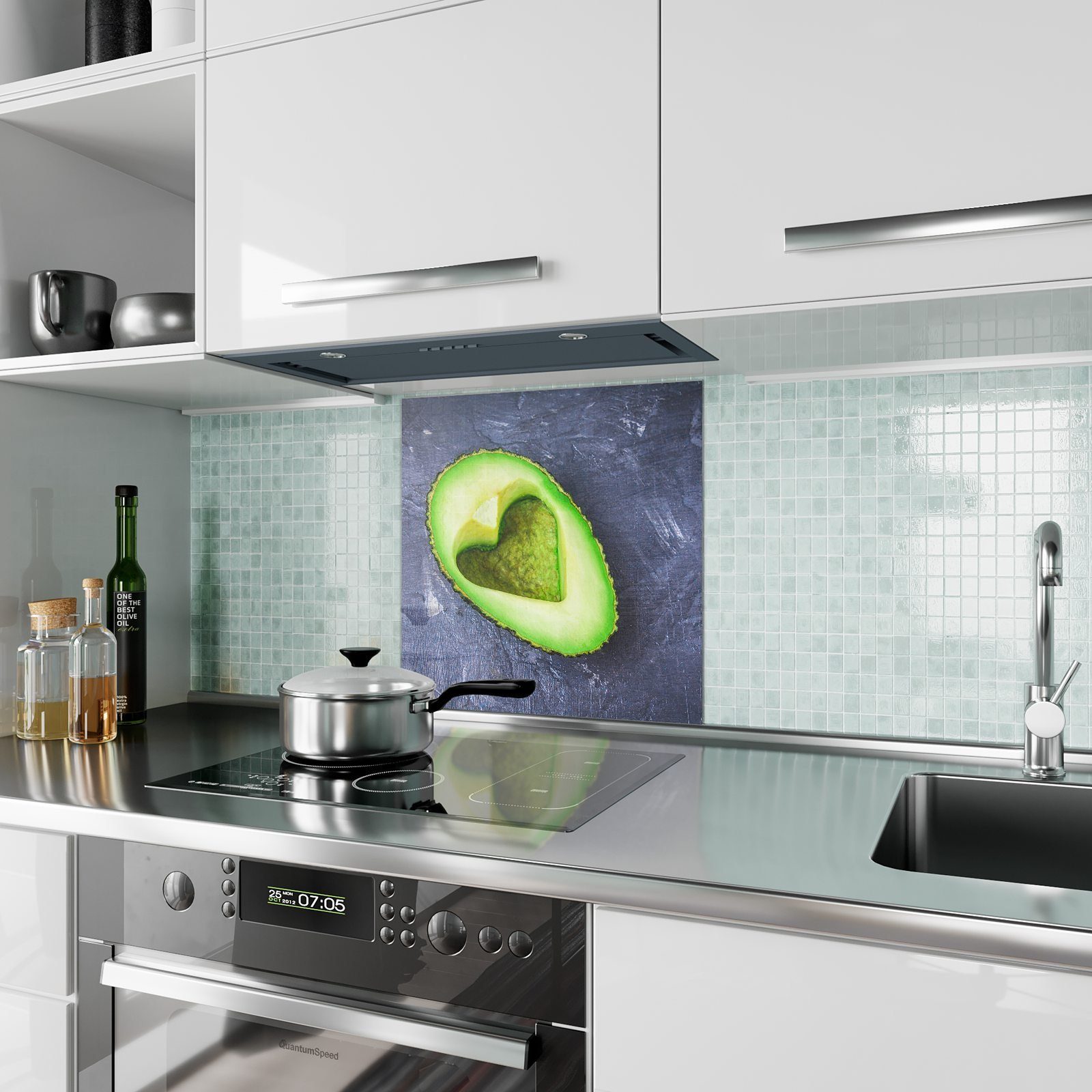 Motiv Avocado Küchenrückwand Küchenrückwand mit Glas Spritzschutz in Primedeco Herz
