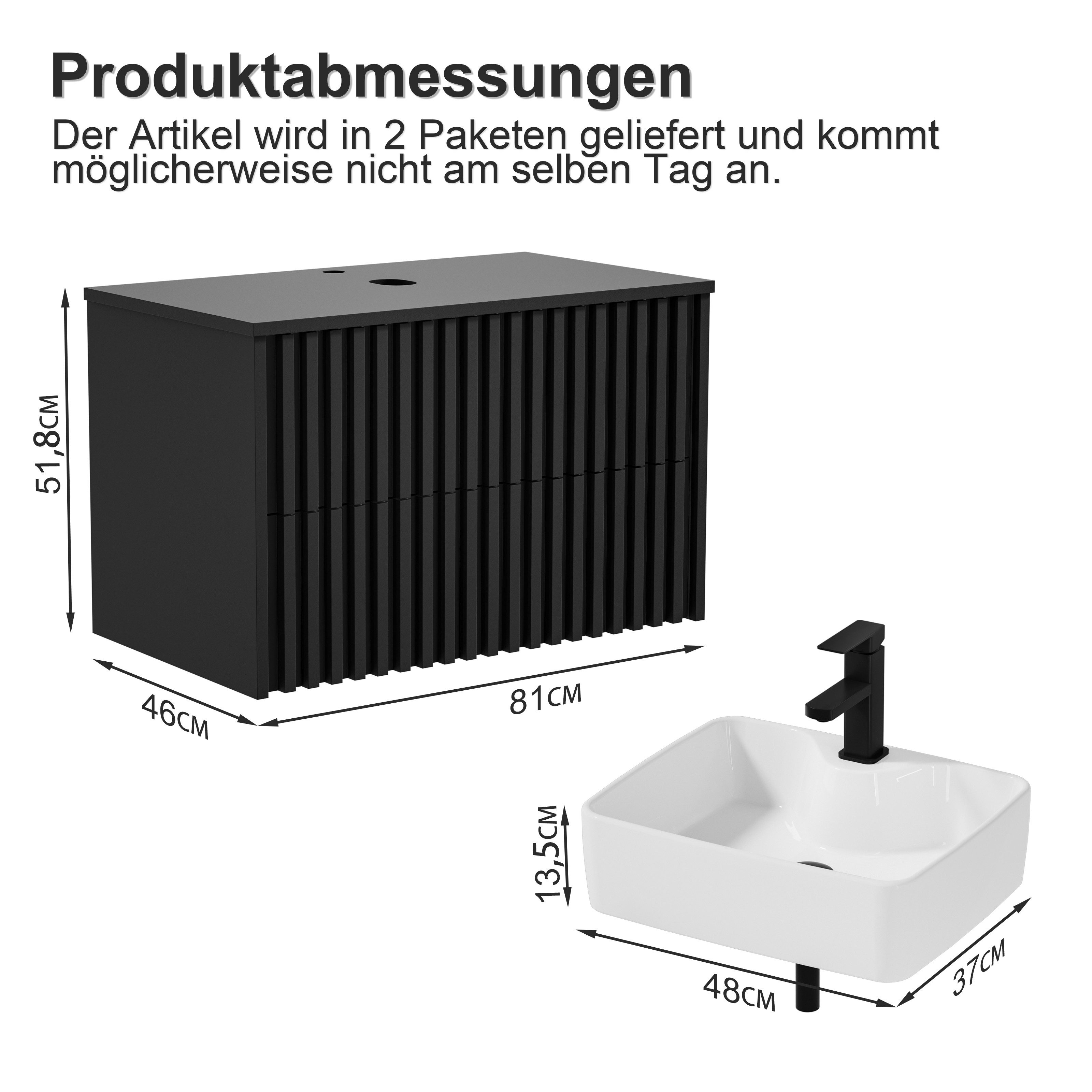 UEV Unterschrank Waschbeckenunterschrank Hängeschrank Badezimmerschrank Wandschrank (Badmöbel, Badezimmmer Schrank) Soft-close Schubladen,Waschbeckenunterschran – Bild 4 von 5