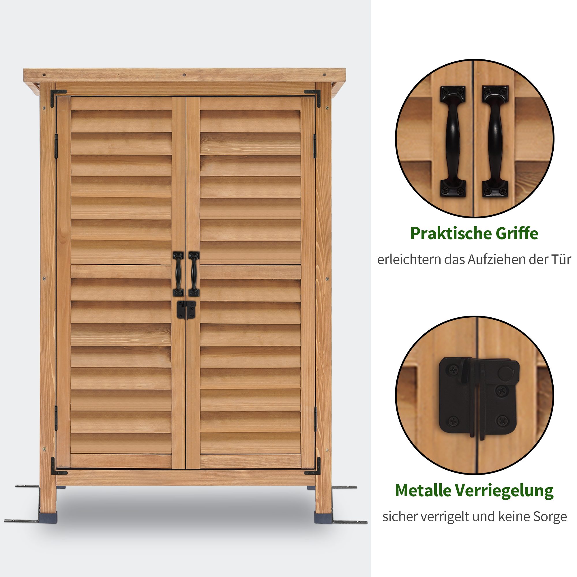 MCombo Gerätehaus MCombo Gartenschrank Geräteschuppen Werkzeugschrank 0690/0870, Outdoor-Schrank Gartenbox, aus Holz – Bild 5 von 5
