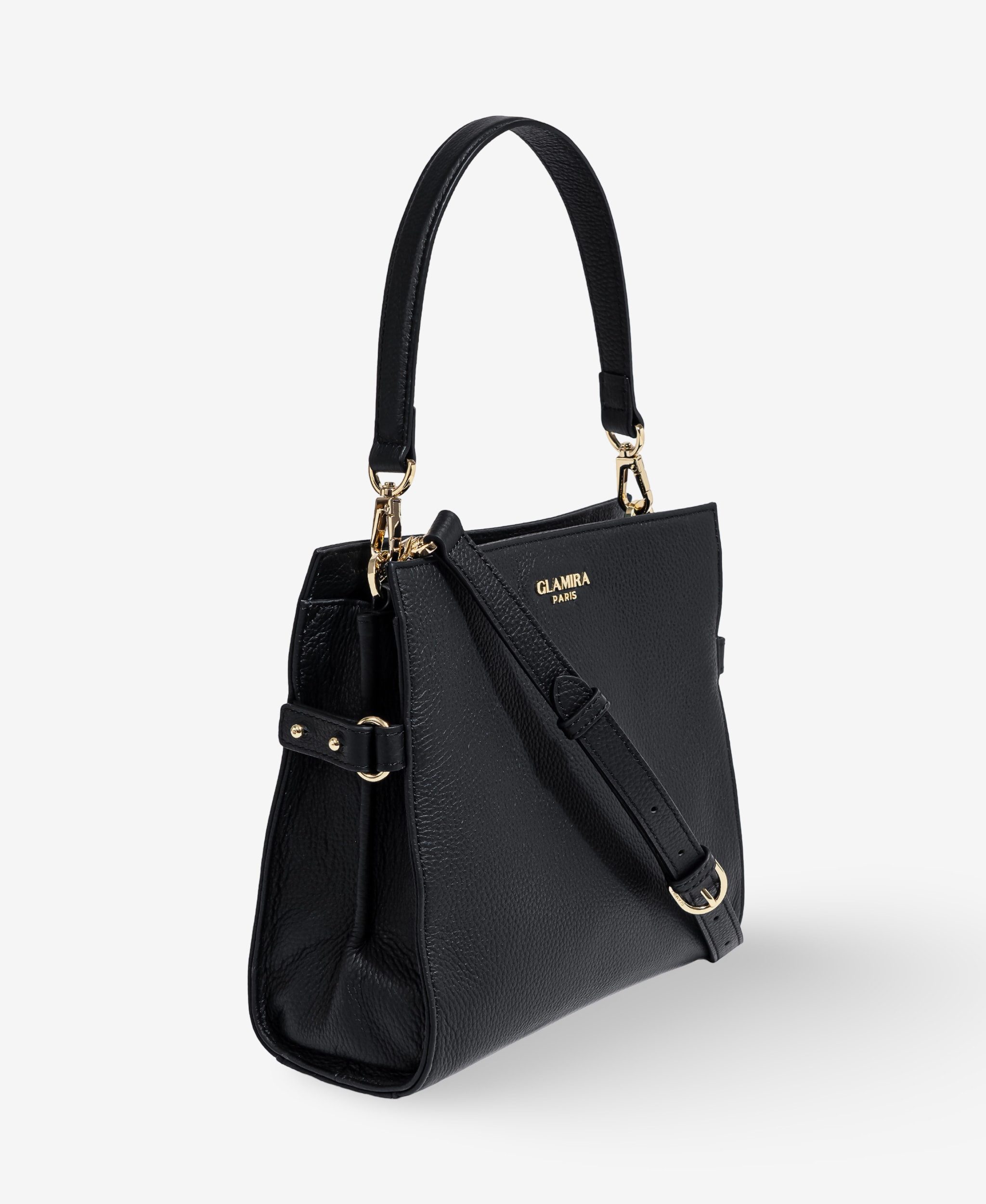 GLAMIRA Handtasche Lysandra Schwarze Schultertasche (1-tlg), echt Leder