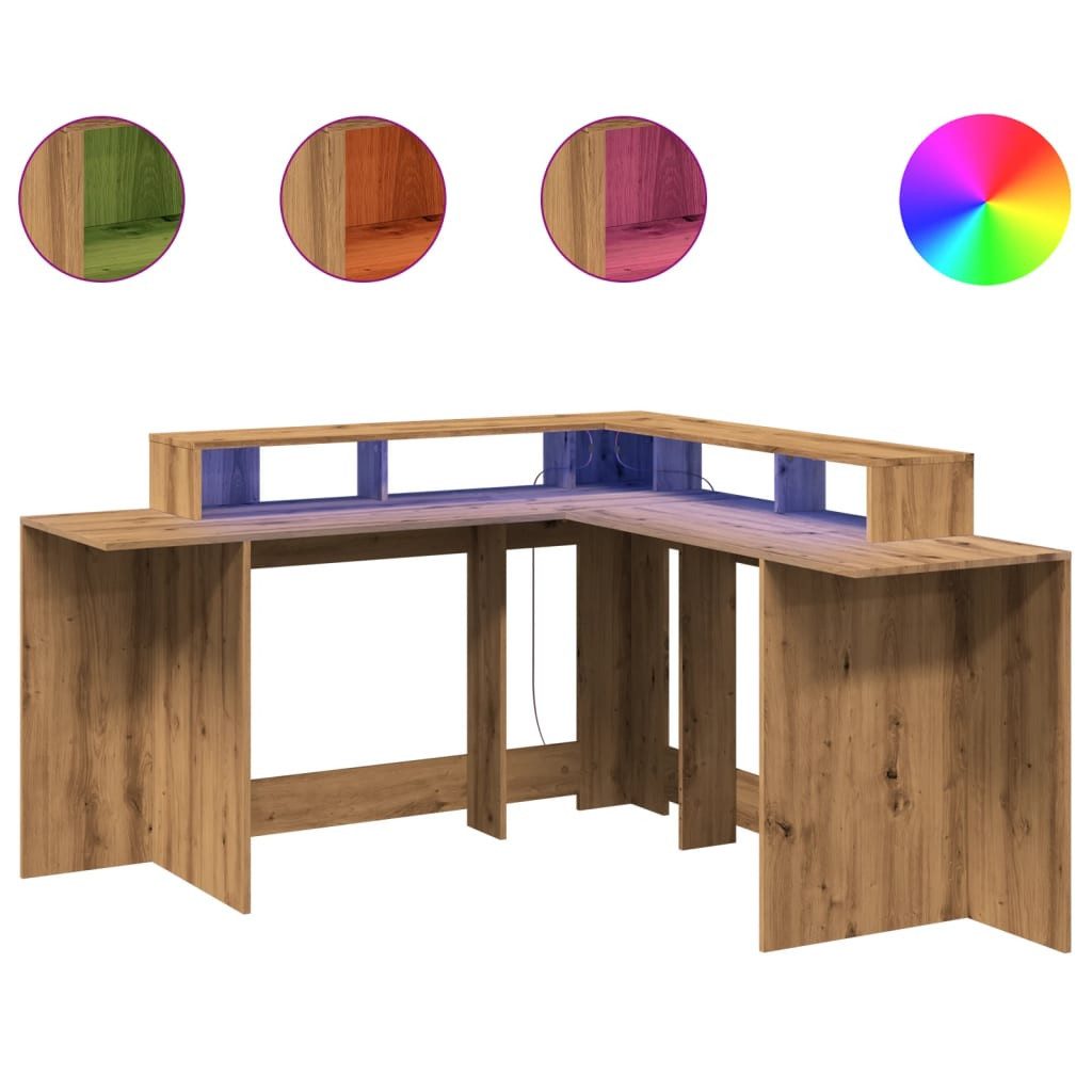 vidaXL Schreibtisch LED-Schreibtisch Artisan-Eiche 152x152x91 Holzwerkstoff günstig online kaufen