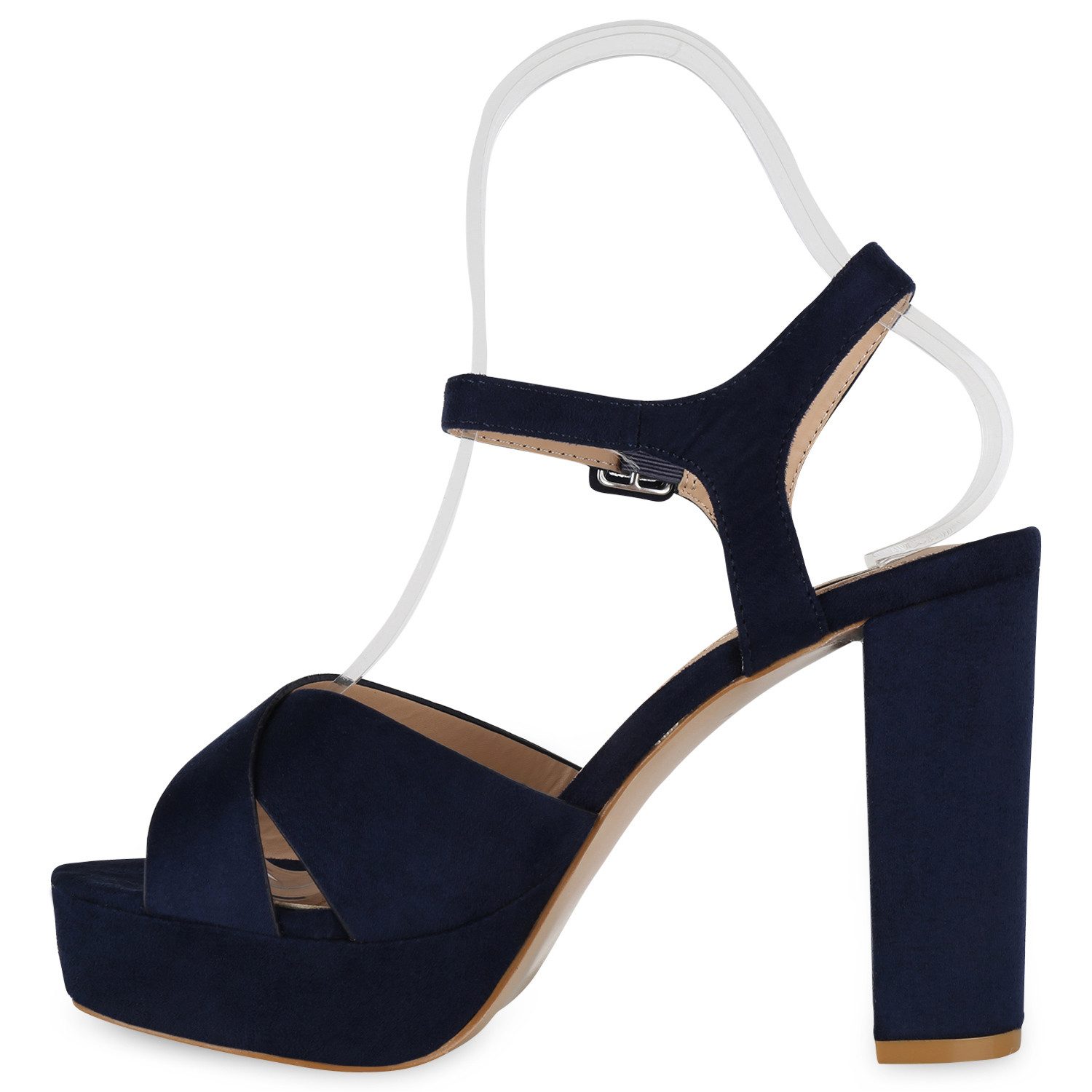 VAN HILL 826159 Plateausandaletten Damen Plateau Sandaletten Blockabsatz Party High Heels