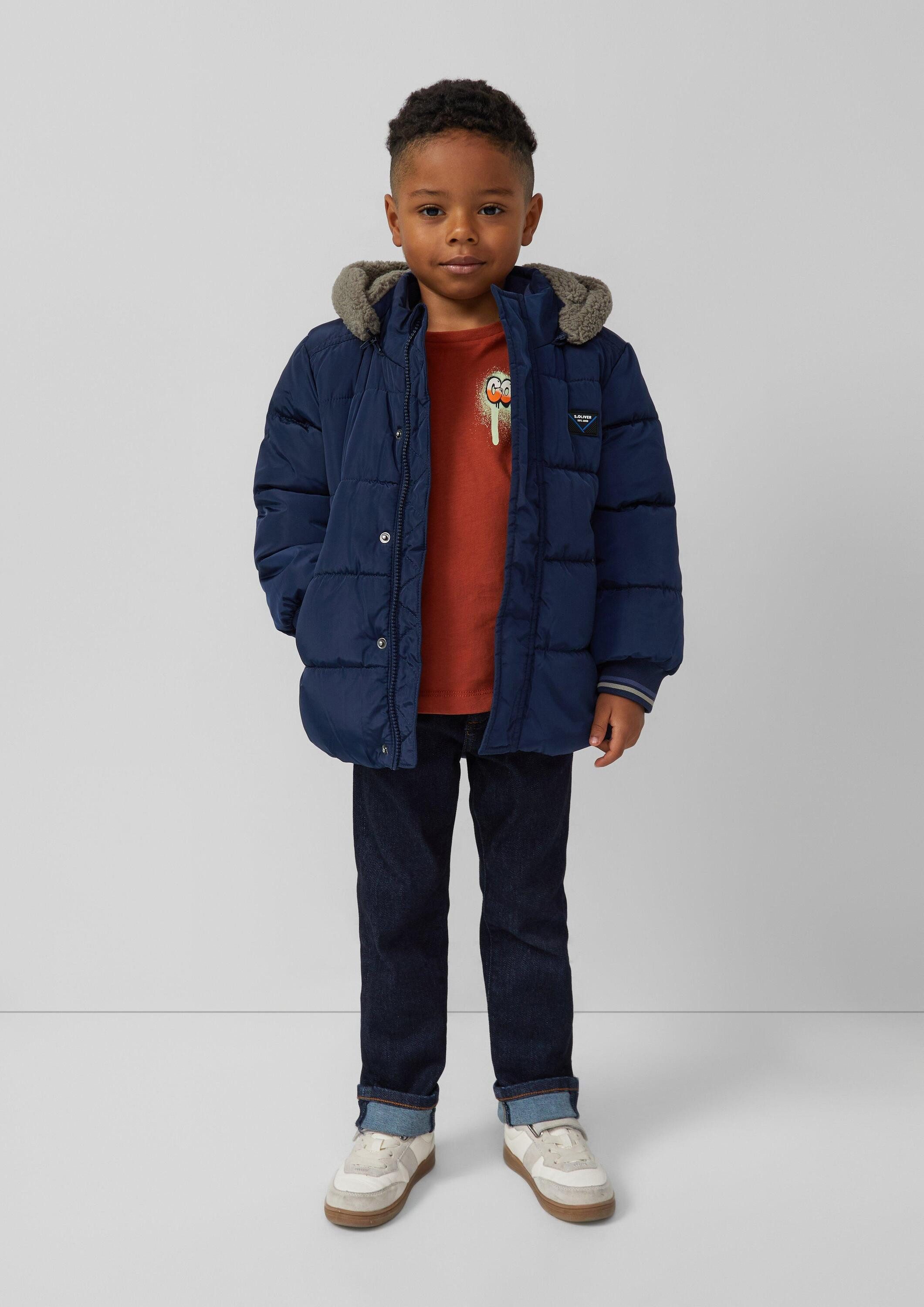 s.Oliver Winterjacke Outdoor-Jacke Stepp-Jacke mit Fleece-Futter und Kapuze