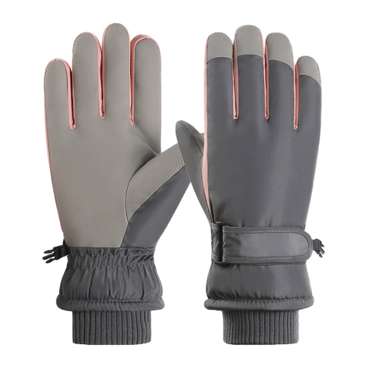 ZmdecQna Skihandschuhe Winterhandschuhe Winter Gloves Touchscreen Fahrradhandschuhe grau