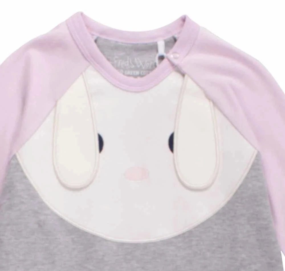 Fred's World by GREEN COTTON Langarmshirt Fred’s World Langarmshirt Hase rosa-grau