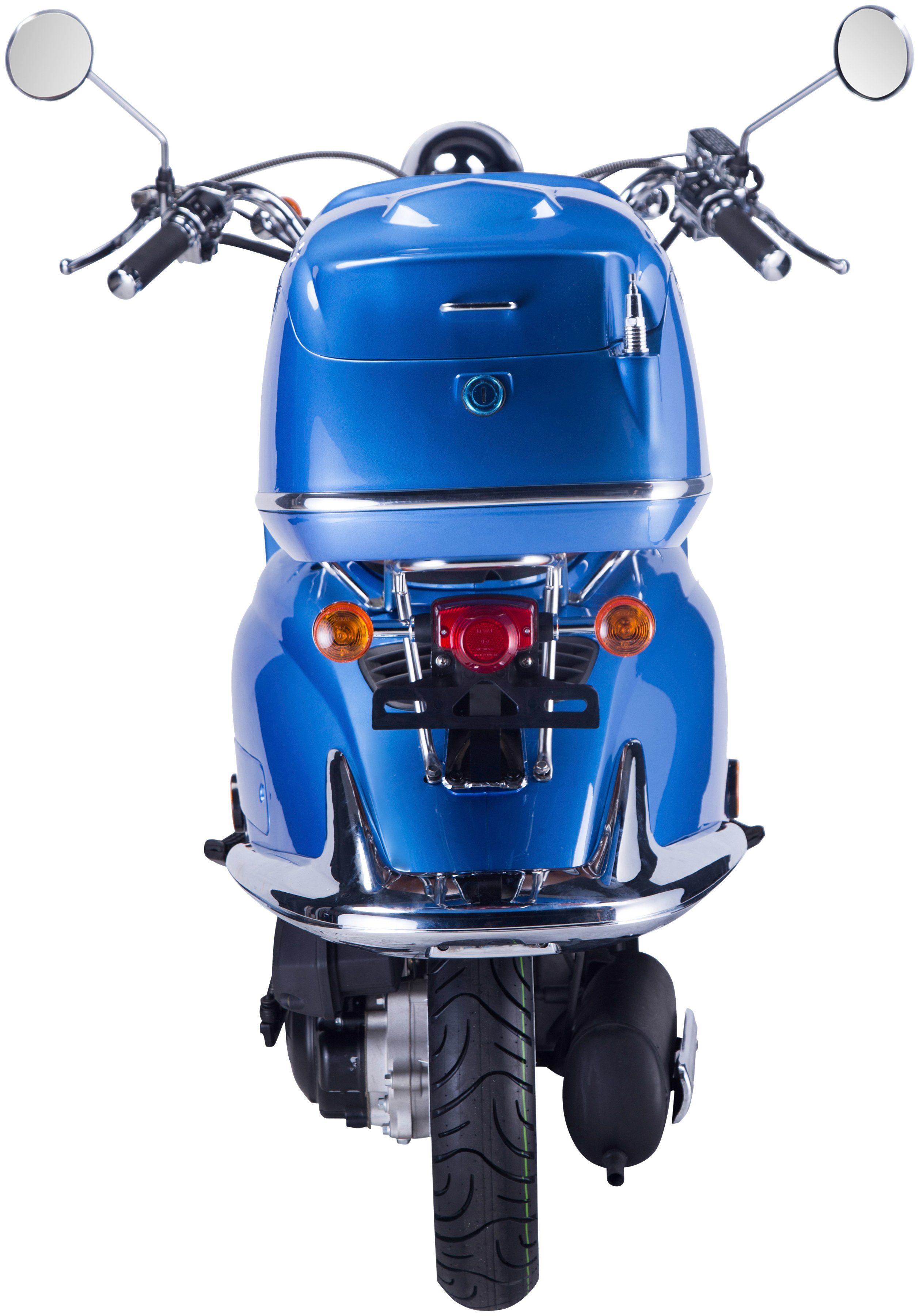 GT UNION Mofaroller km/h, mit 25 blau Strada, 50 ccm, Euro Topcase 5, (Set)
