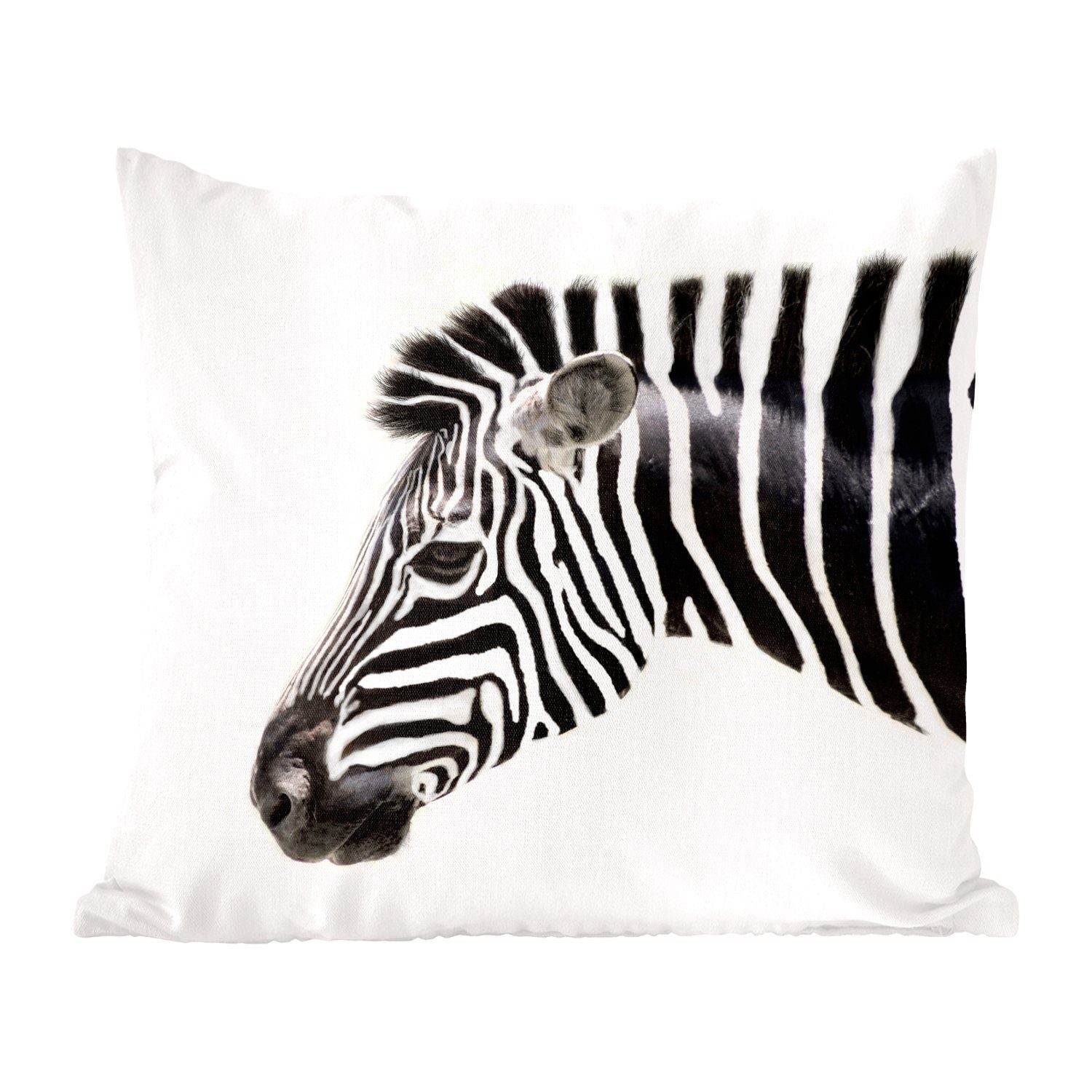 MuchoWow Dekokissen Zebra - Tiere - Weiß, Zierkissen mit Füllung für Wohzimmer, Schlafzimmer, Deko, Sofakissen