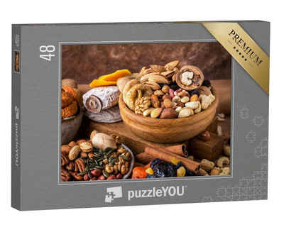 puzzleYOU Puzzle Mischung aus getrockneten Früchten und Nüssen, 48 Puzzleteile, puzzleYOU-Kollektionen Nüsse