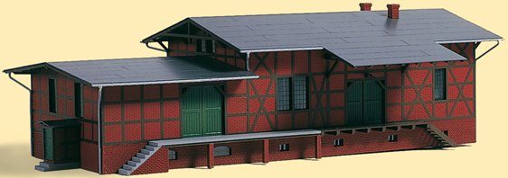 Image of Auhagen Modelleisenbahn-Gebäude »Güterschuppen mit Erweiterungsanbau«, Spur H0, Made in Germany