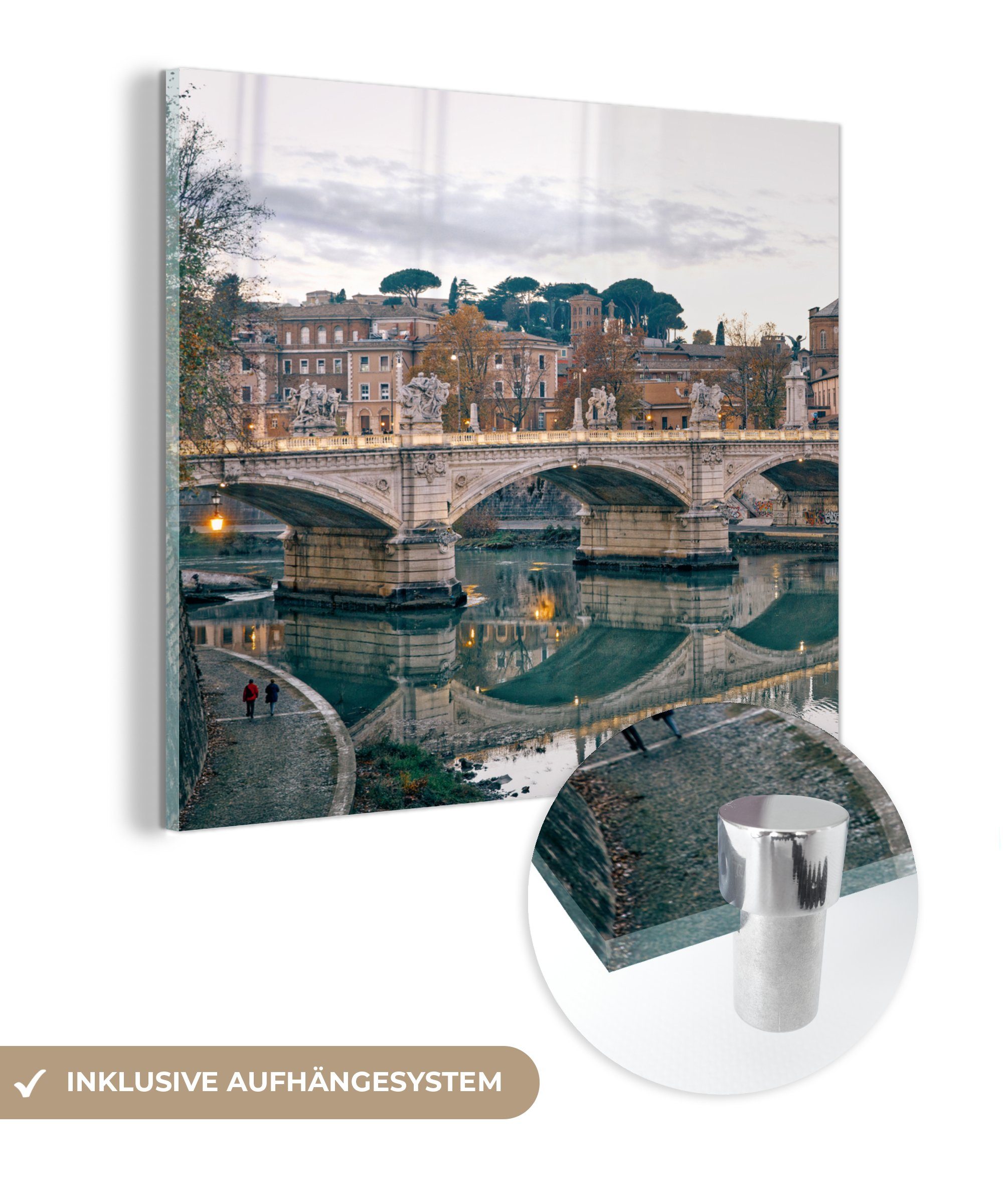 MuchoWow Acrylglasbild Engelsbrücke in Rom, (1 St), Glasbilder - Bilder auf Glas Wandbild - Foto auf Glas - Wanddekoration