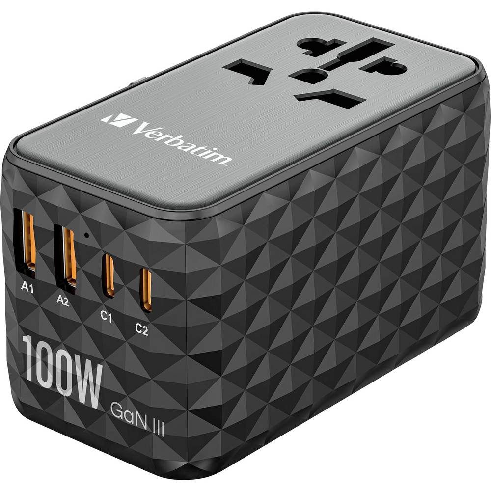 Verbatim UTA-06 GaN III USB Ladegerät 100 W 2x USB-A, 2x USB-C® USB PD, USB PD USB-Ladegerät (GaN)