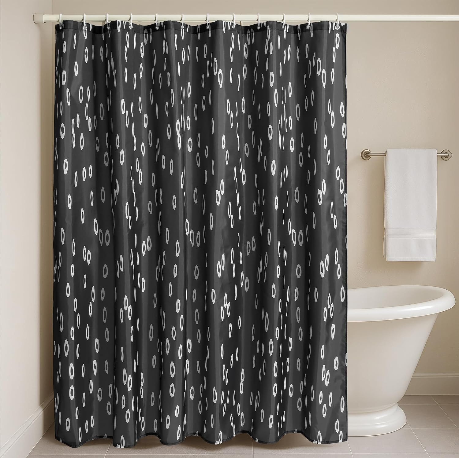 JEMIDI Duschvorhang JEMIDI Duschvorhang 180x180 cm wasserdicht mit 12 Haken, Schwarz