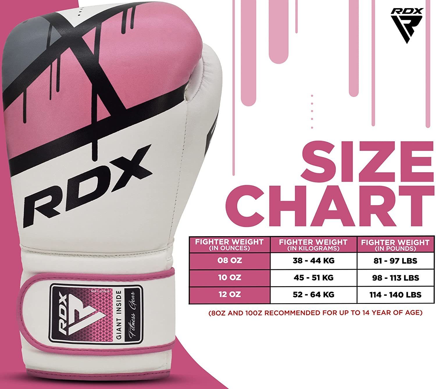 RDX Sports Boxhandschuhe RDX Boxhandschuhe Kickboxing Boxsack Muay Pink Training Thai Sparring