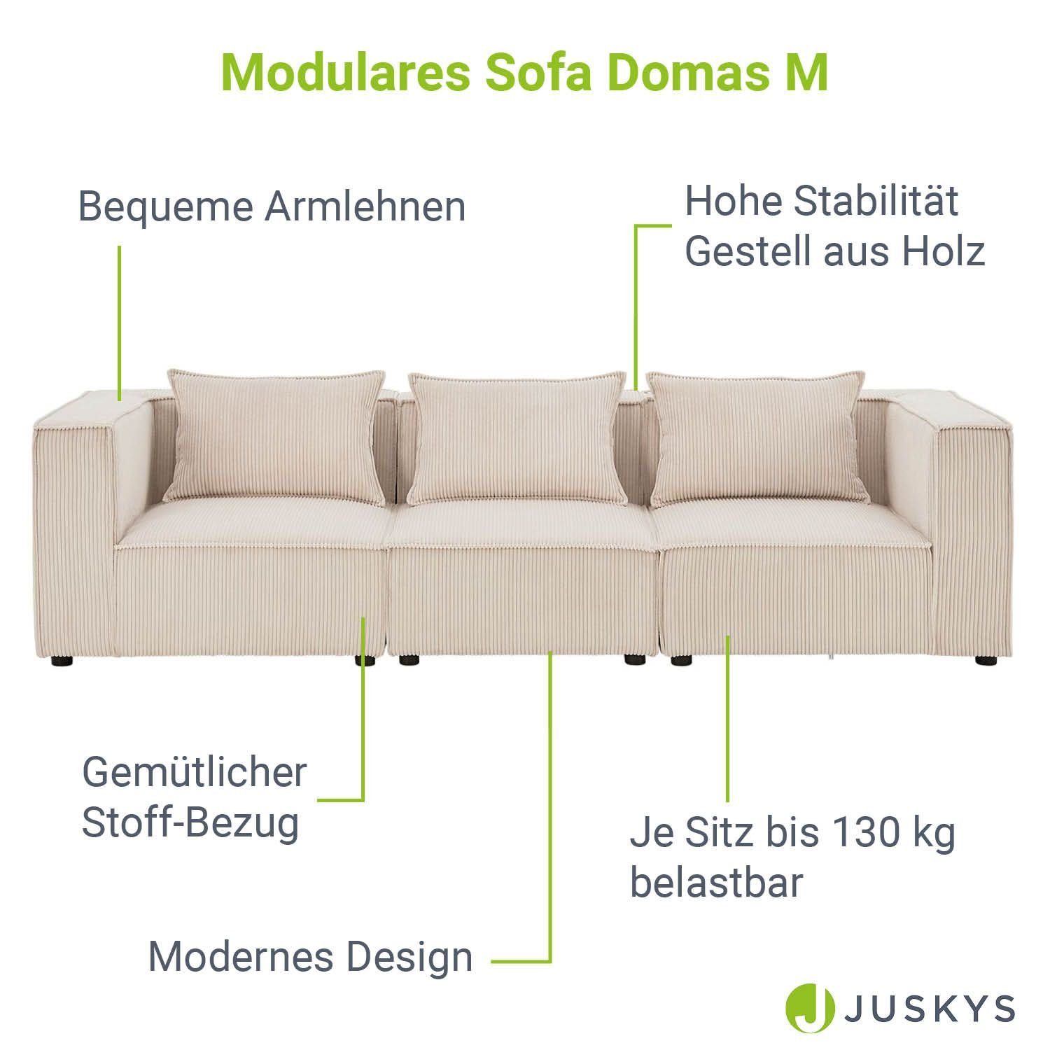 Garnitur 3-Sitzer Couch modulare für 3 Domas, M, Armlehnen Juskys Wohnzimmer, mit & Teile, Kissen