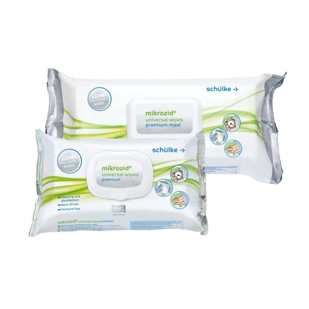 SCHÜLKE & MAYR GmbH Feuchttücherbox Schülke Desinfektionstücher mikrozid® universal wipes premium, Gering alkoholische Tücher zur Desinfektion von Medizinprodukten und