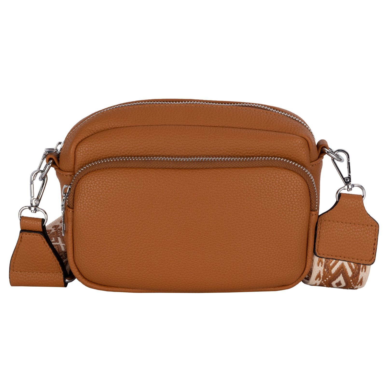 EAAKIE Gürteltasche Bauchtasche als Hüfttasche Italy-D, Schultertasche, Kunstleder Umhängetasche tragbar BROWN CrossOver, Umhängetasche Crossbody-Bag