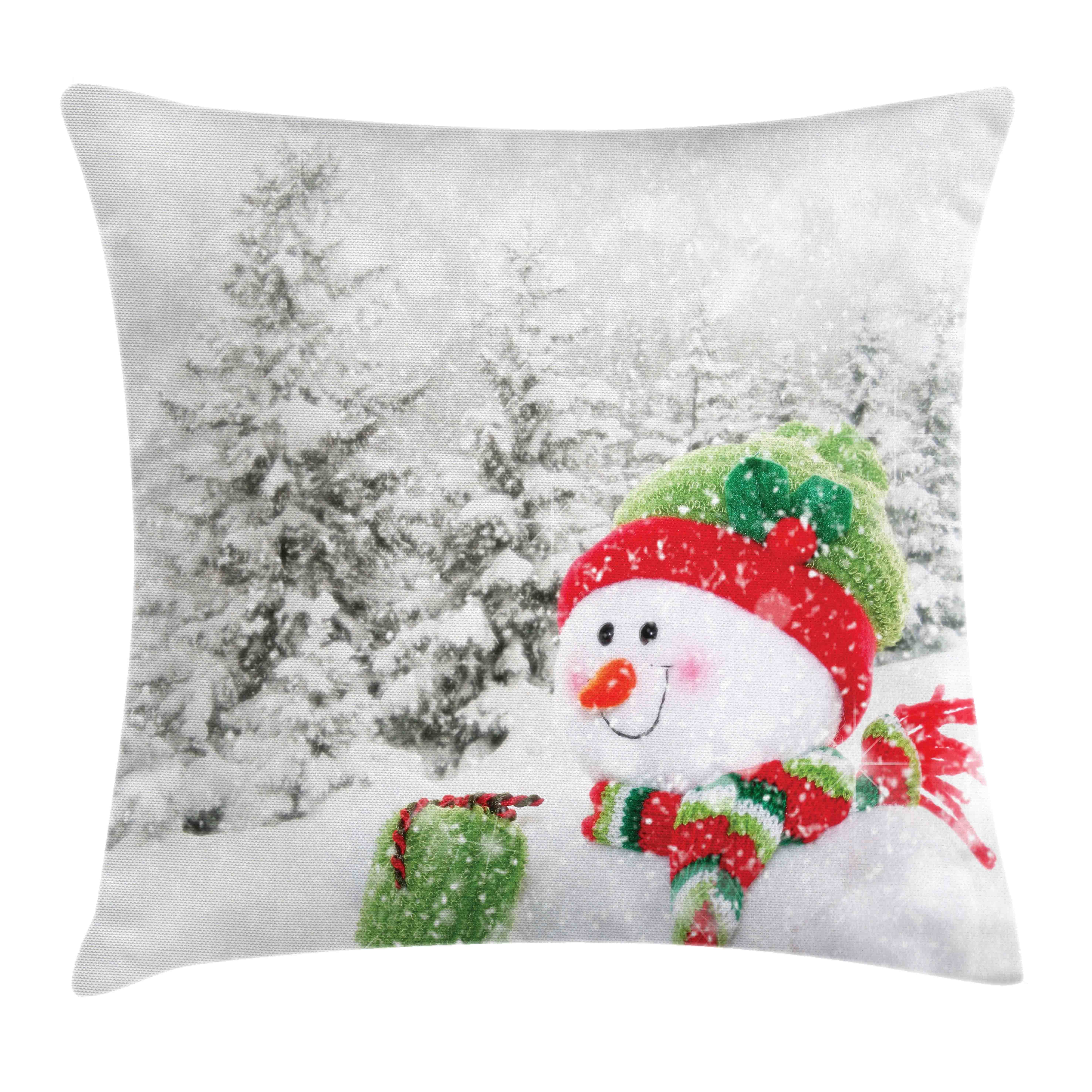Weihnachten Snowy Abakuhaus Kissenhülle Druck, (1 Urlaub Beidseitiger Woodland Reißverschluss mit Stück), Kissenbezüge Farbfesten Farben