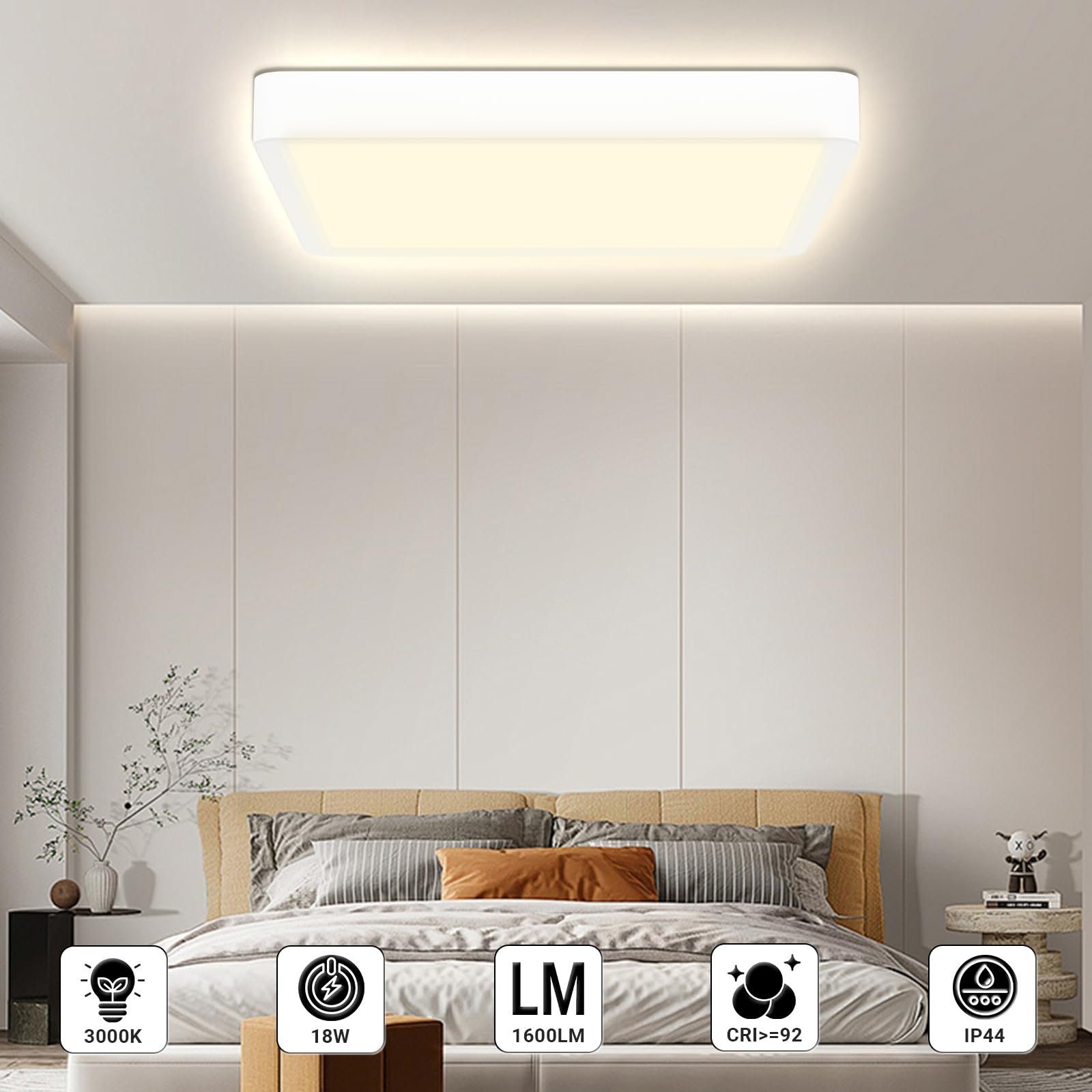 LQWELL Deckenleuchte LED Deckenlampe,Badlampe Quadrat Flach günstig online kaufen