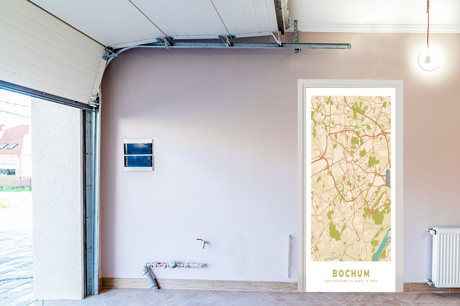 MuchoWow Türtapete Karte - Bochum bedruckt, für Tür, cm Fototapete Vintage 75x205 Matt, - Stadtplan, - (1 Karte St), - Türaufkleber