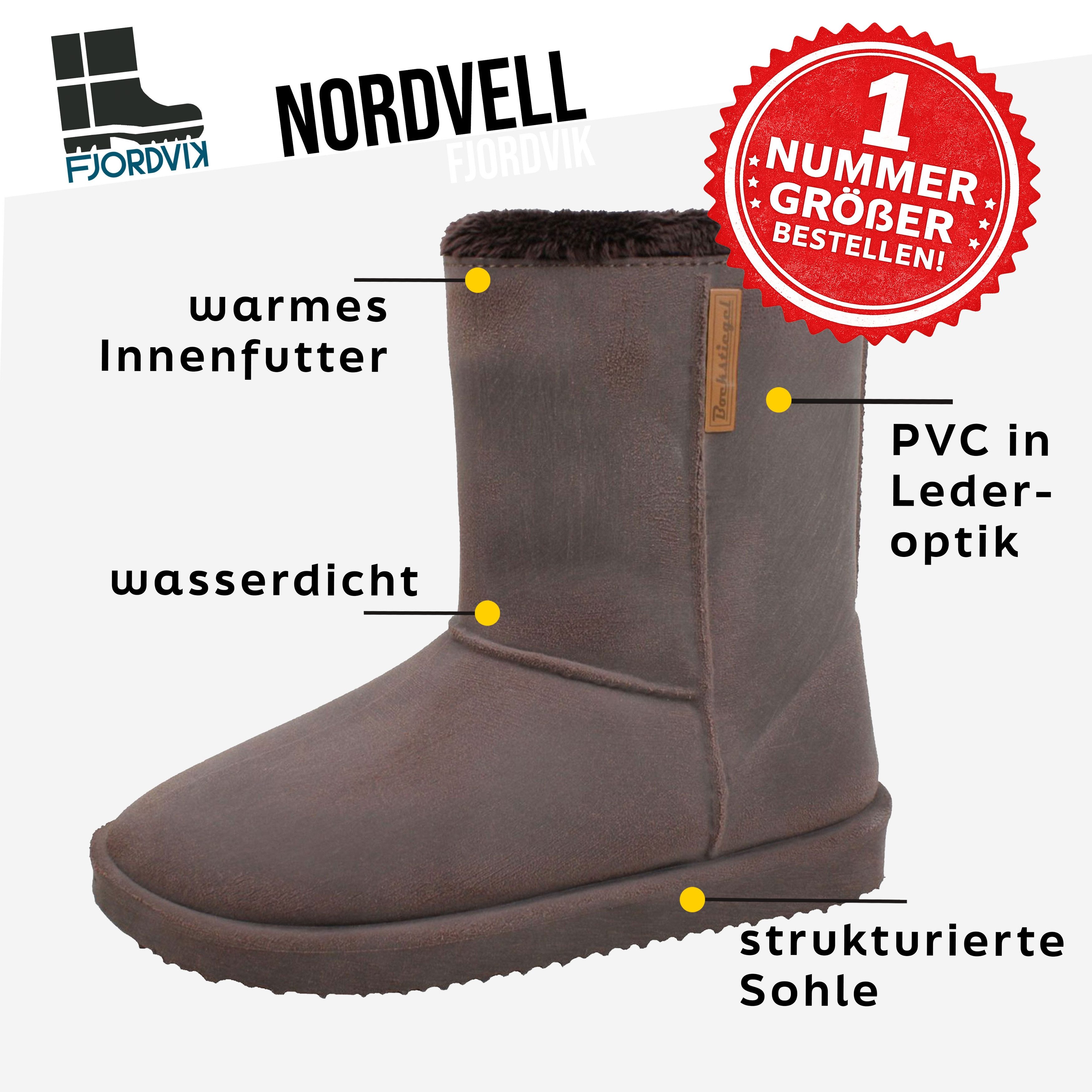 Fjordvik NORDVELL Damen-Winterboots – weiche Felloptik Sand, Gr. 39 Gummistiefel (Warme Damenboots für Gartenwege, Hofarbeit und winterliche Pfade) Wärmendes Innenfutter für Komfort auf Gartenwegen und feuchten Böden