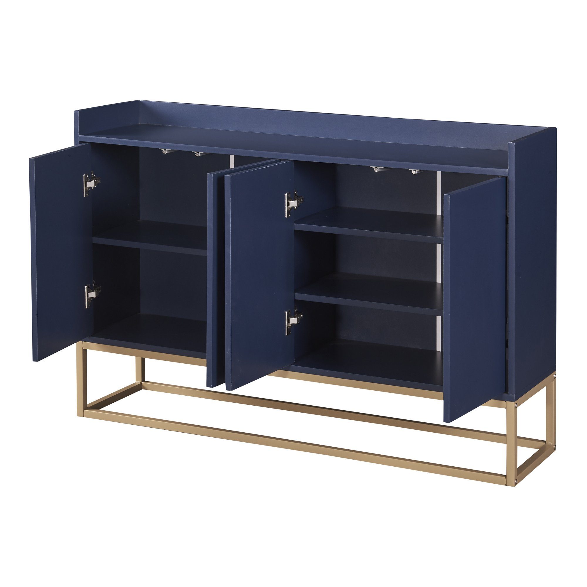 Stil Küchenschrank Buffetschrank Sideboard im 4-türiger Küche) minimalistischen OKWISH (griffloser Anrichte, Modernes Esszimmer, blau für Wohnzimmer,