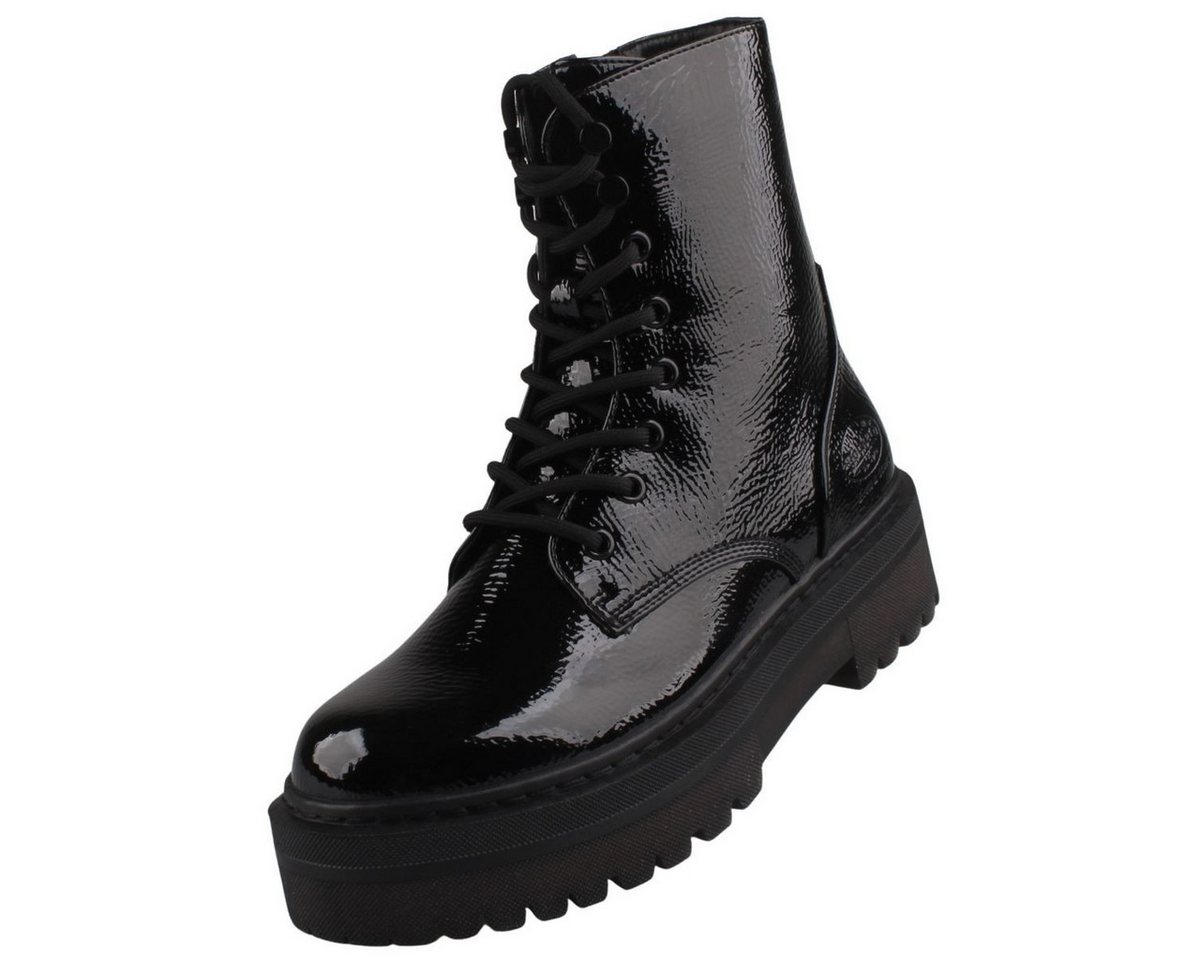 Dockers by Gerli 57AZ202-670101 Stiefel Schnürstiefel in Lack-Optik und Plateau