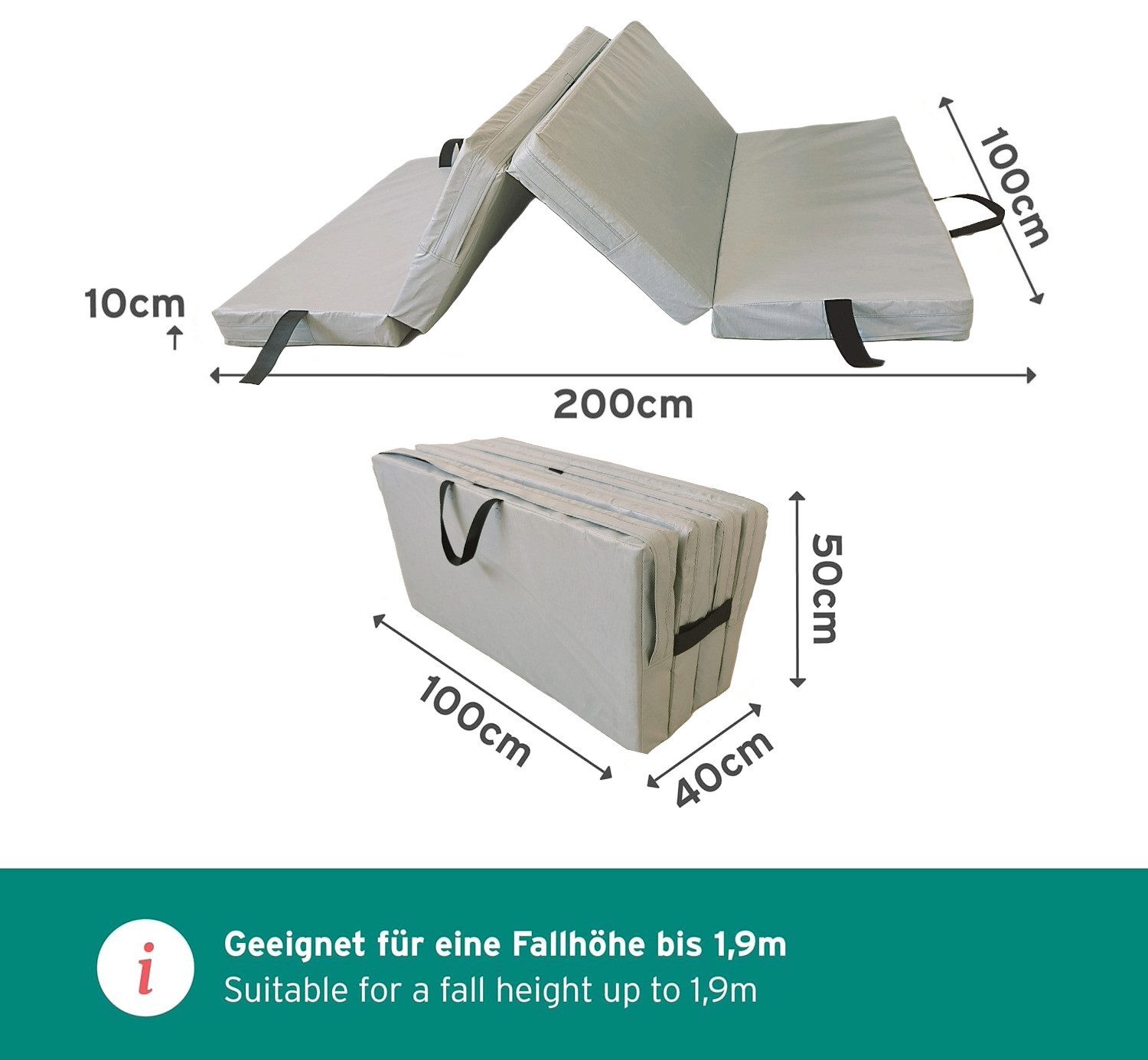Gartenpirat Sportmatte Universal Bodenmatte 200x100x10 cm Sportmatte Kinder 4-teilig klappbar – Bild 2 von 4