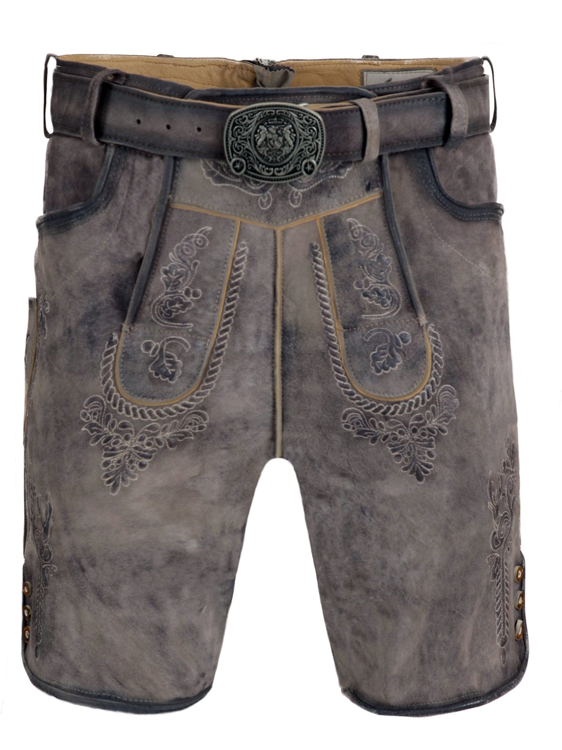 FUCHS Trachtenlederhose Trachtenlederhose Herren kurz Granit Echtleder Wiesn (1-tlg)