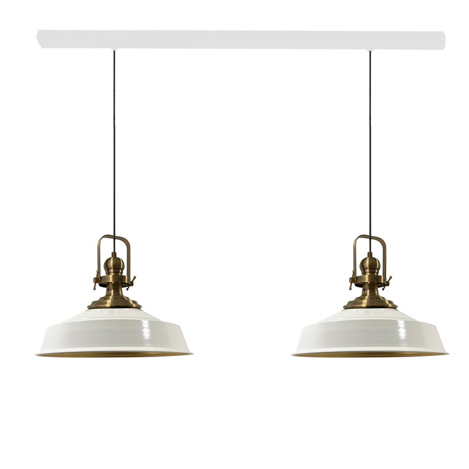 Bamyum Pendelleuchte Asletl Hängelampe 2 Lampe, aus E27, Metall Vintage ohne Flammige, Leuchtmittel Weiß