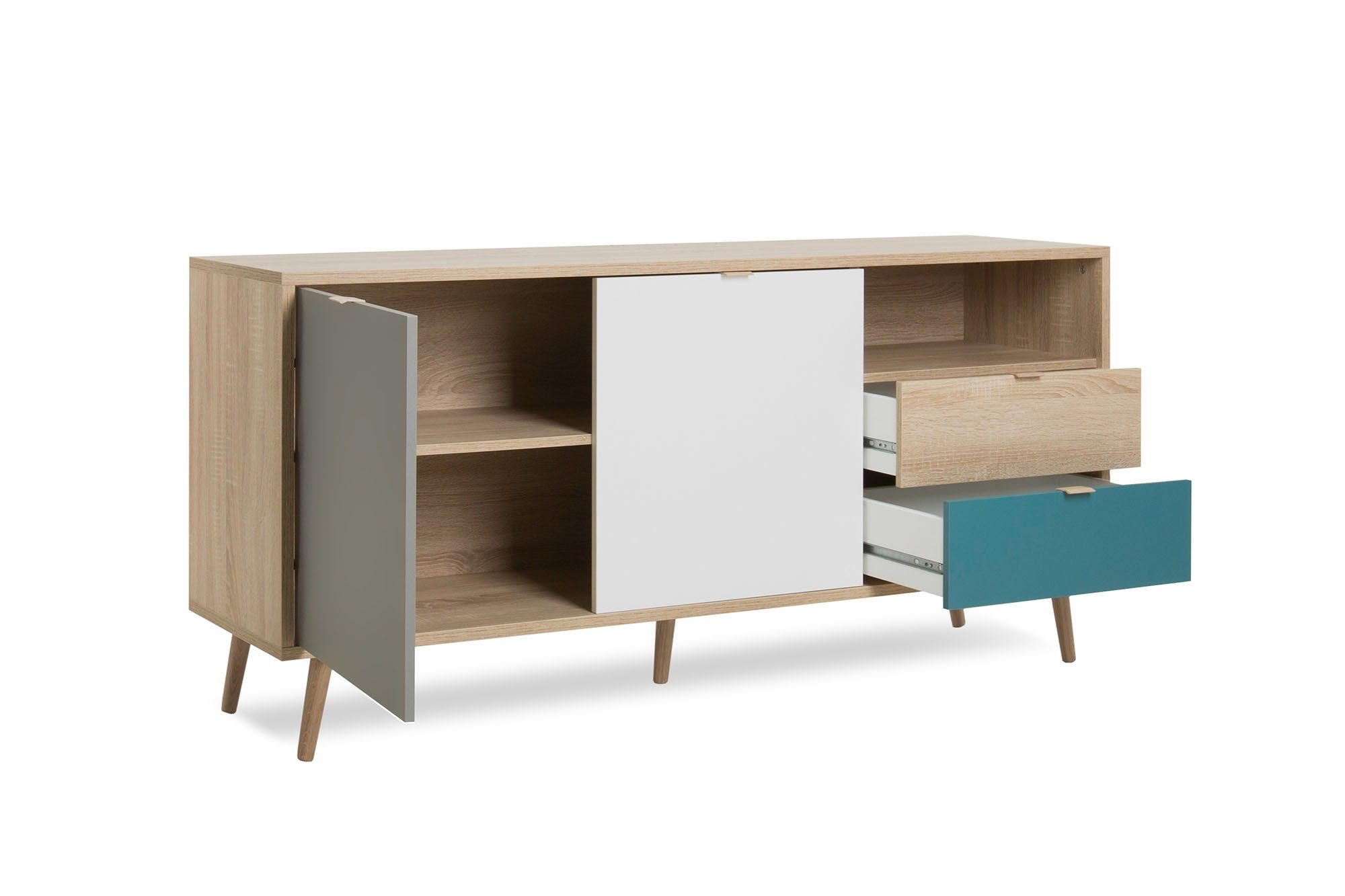 Newroom Sideboard, Sideboard Sonoma Eiche Highboard Anrichte Modern Wohnzimmer