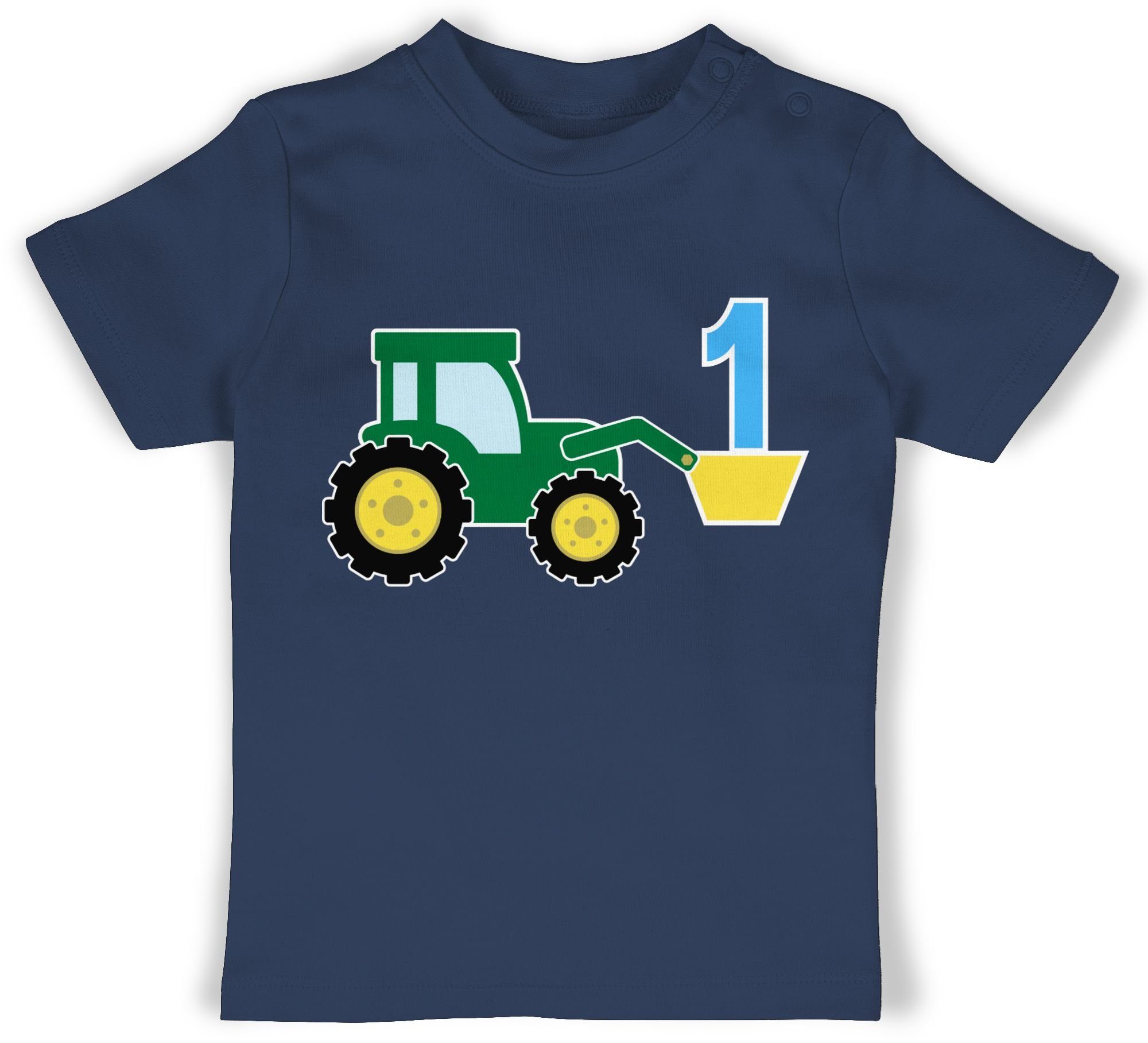 Shirtracer T-Shirt Traktor Ernster Blau Navy 1. Geburtstag 1
