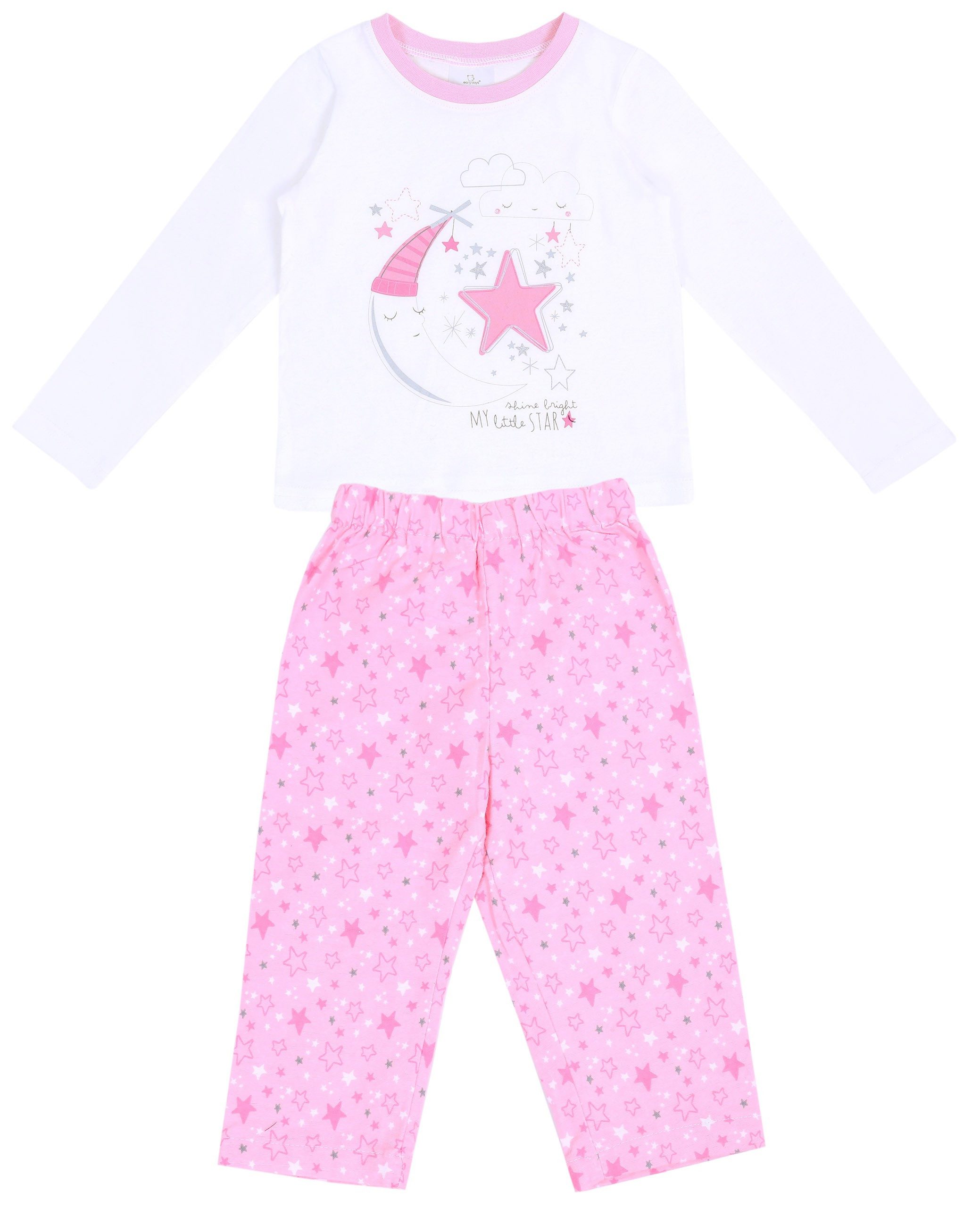 Pyjama Weiß-pinkes Pyjama Schlafanzug mit Sternen gemustert 12-18 Monate