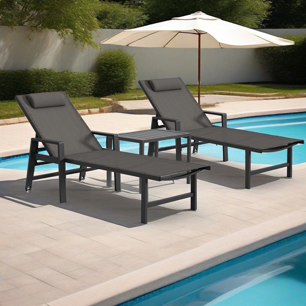 Melko Gartenliege Gartenmöbel Set Aluminium 2x günstig online kaufen