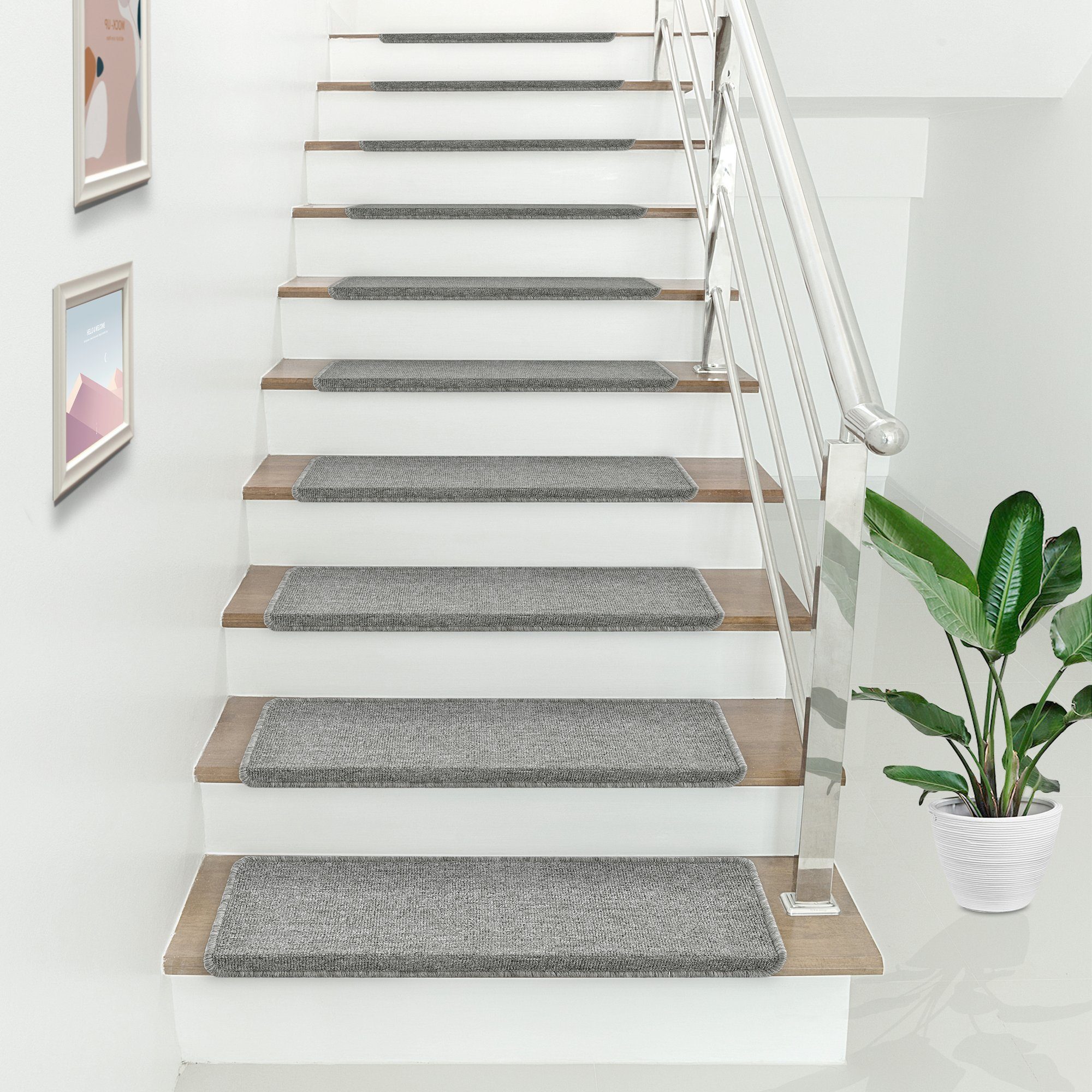en.casa Stufenmatte, rechteckig, 15er Set Treppenmatten rechteckig 65x24cm günstig online kaufen