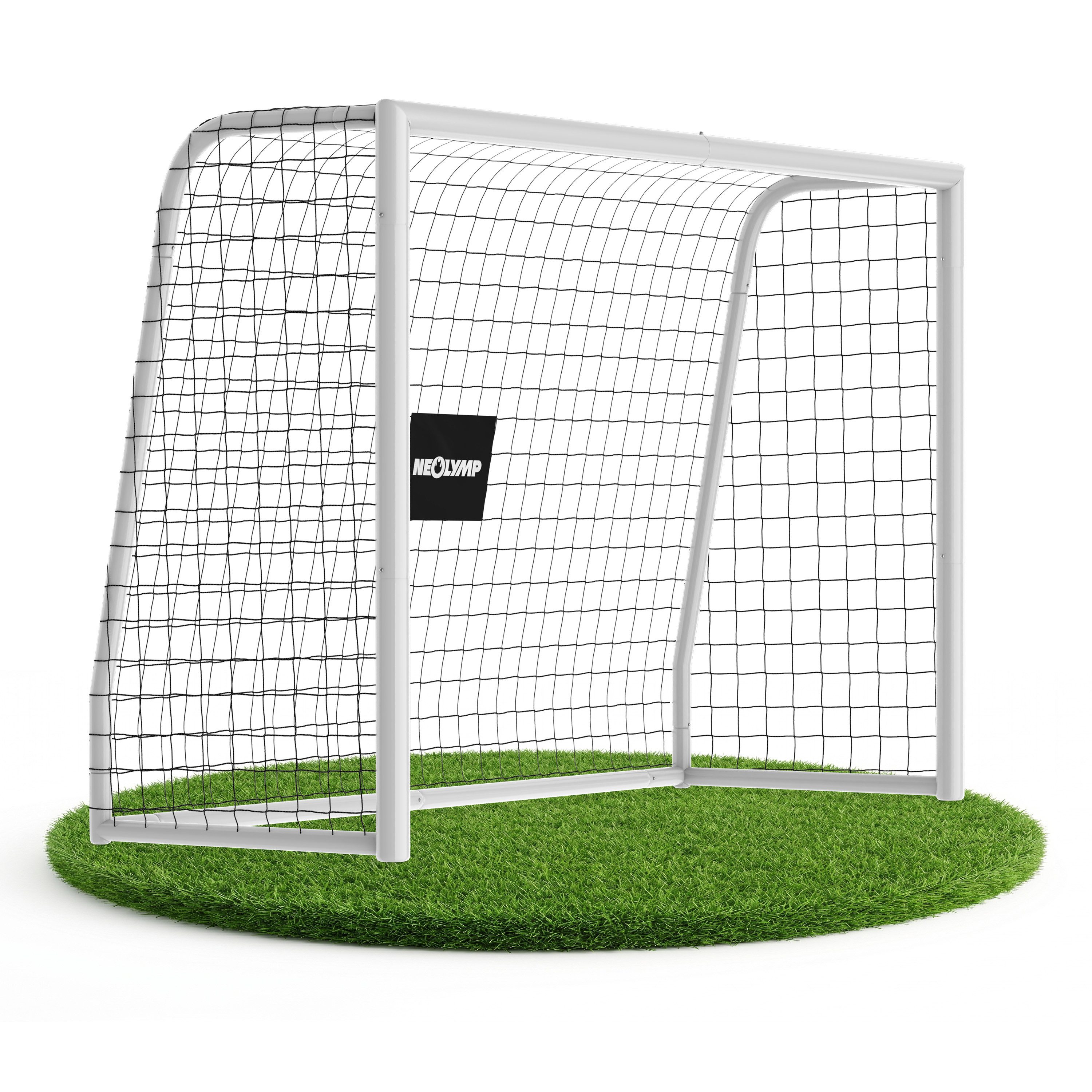 NEOLYMP Fußballtor für Garten – Robustes Stadion-Tor aus Metall, korrosionsgeschützt (Fußballtor für Garten mit Polyester-Netz – Einfacher Aufbau), Wetterfestes Fußballtor Kinder Outdoor inkl. Heringe – Klicksystem