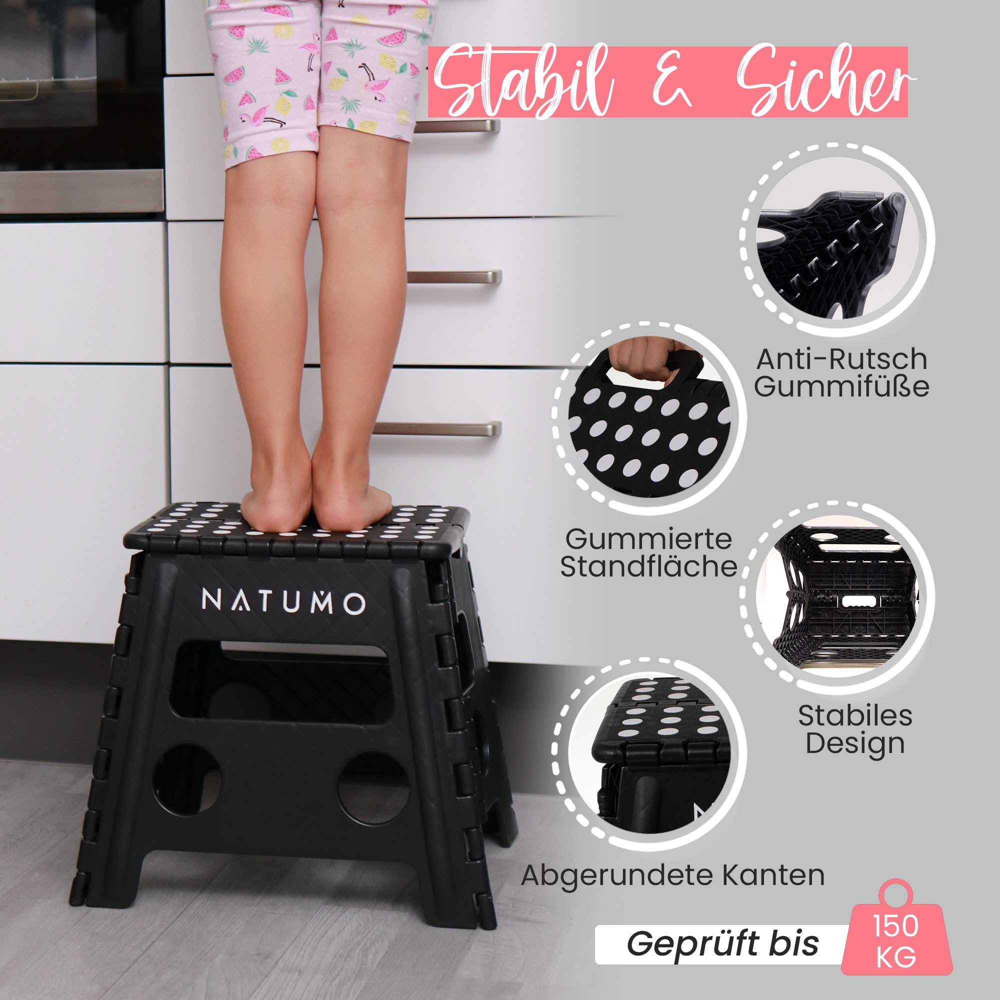 natumo Tritthocker XL Tritthocker Schwarz