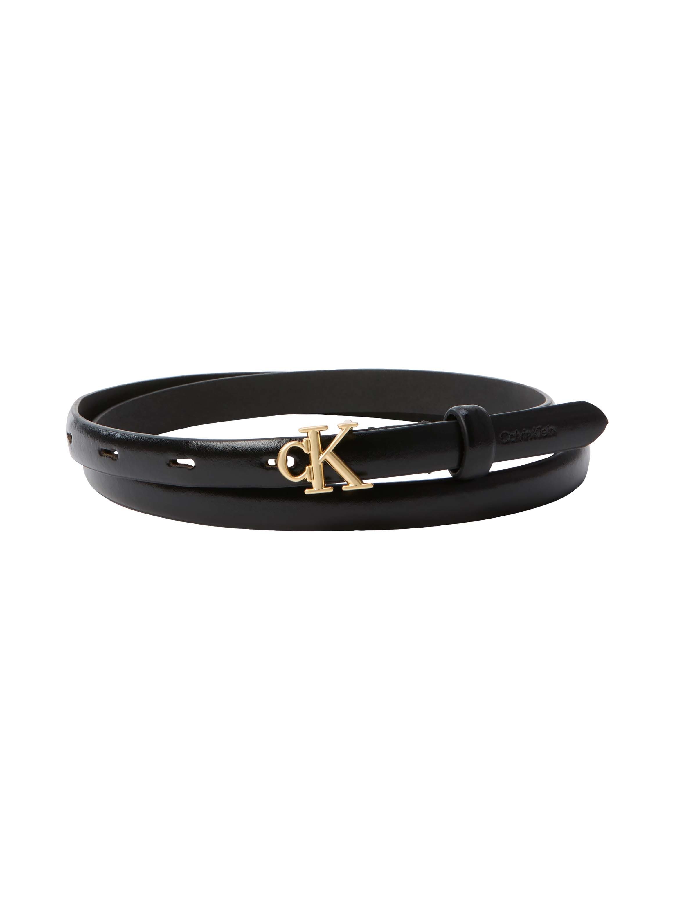 Calvin Klein Ledergürtel ROUND CK BUCKLE 15MM BELT SMOOTH Größenverstellbar mit Metallschließe