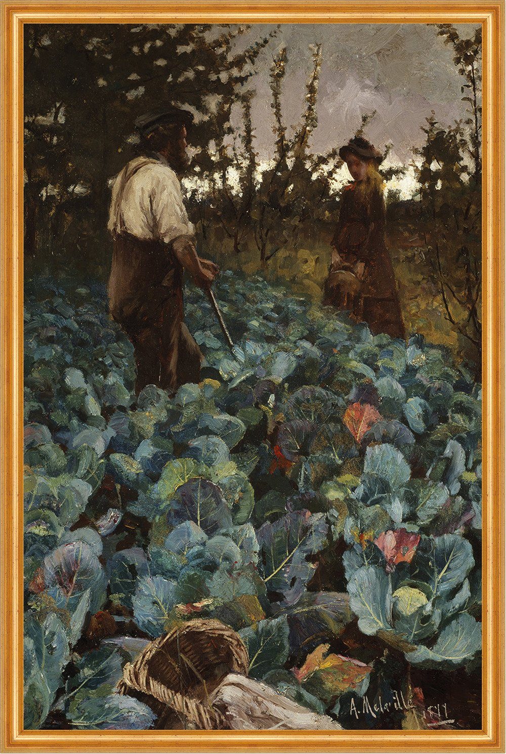 Kunstdruck A Cabbage Garden Arthur Melville Gärtner Kohl Dämmerung