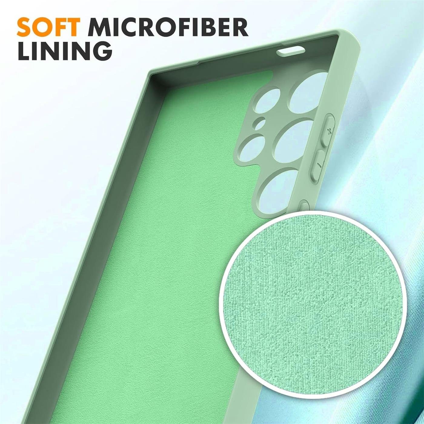CoolGadget Handyhülle Silikon Case für das Samsung Galaxy S24 Ultra Slim TPU Cover 6,8 Zoll, Weiche Schutz Hülle mit Innen Fleece aus Stoff Handy Tasche – Bild 4 von 5
