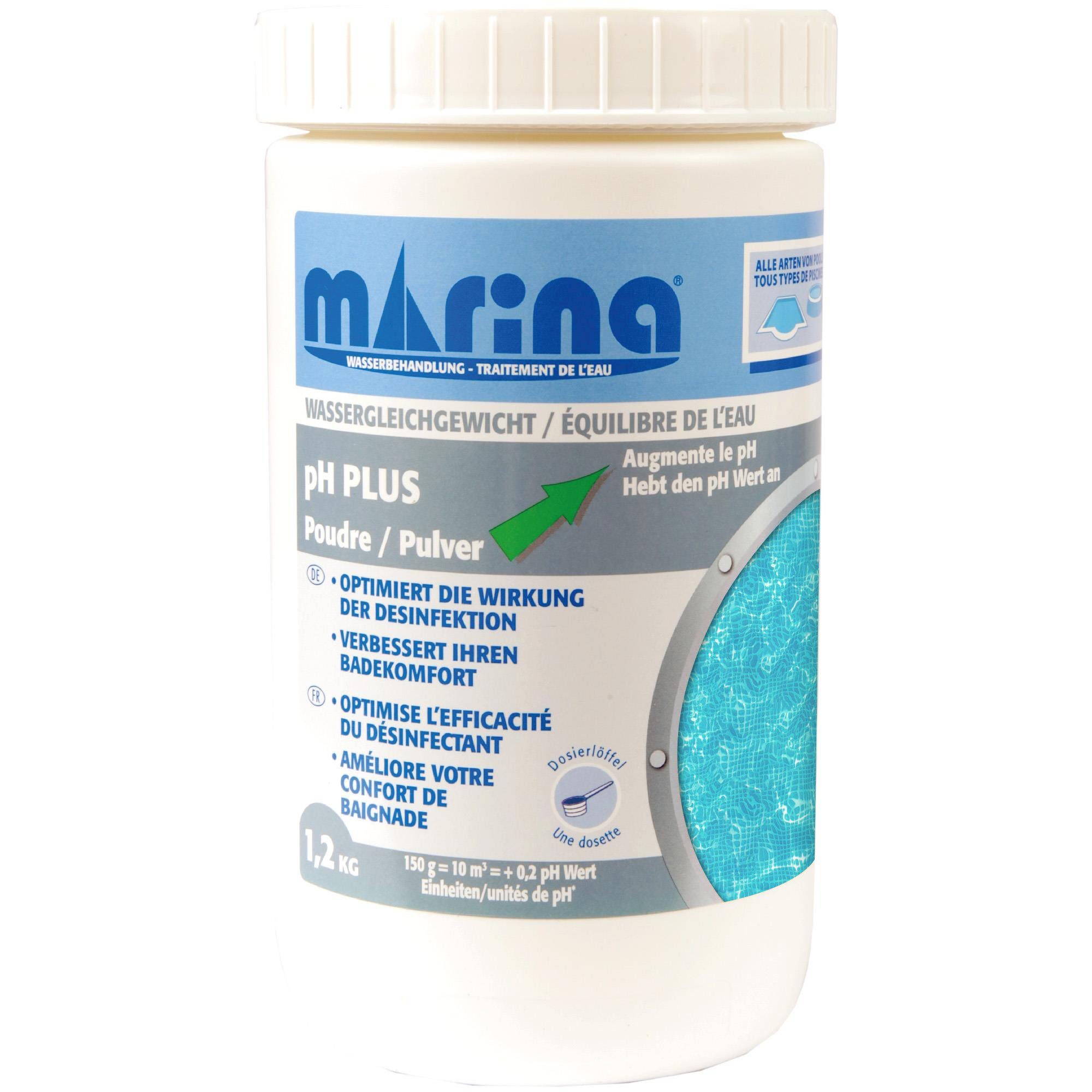 Marina Poolpflege pH Plus Granulat (1,2kg), chlorfrei, für Pool/Spa und Schwimmbecken